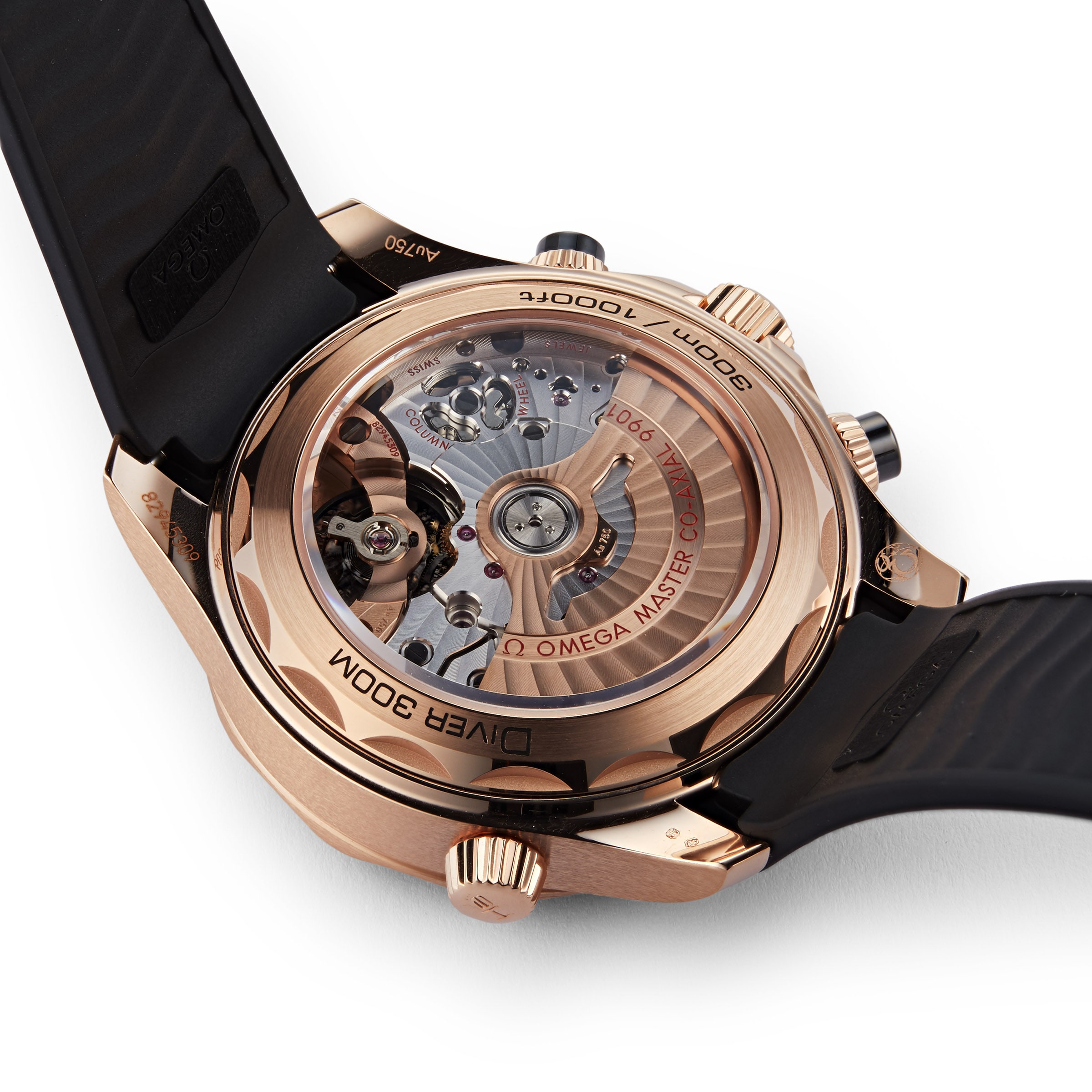 Omega Seamaster 44mm 18ct Rose Gold Automatic Black Dial Replica Watch - Image 4
