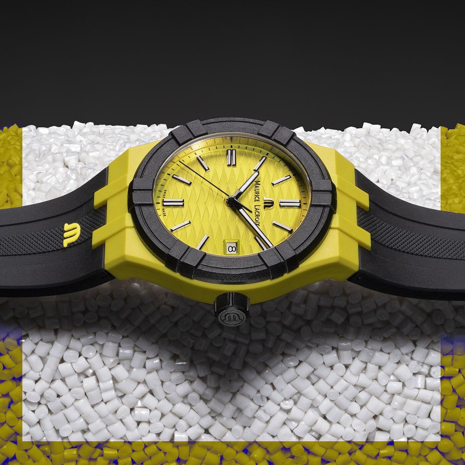 Maurice Lacroix Aikon Quartz Watch - Yellow Dial - 40mm Plastic Case - Image 3