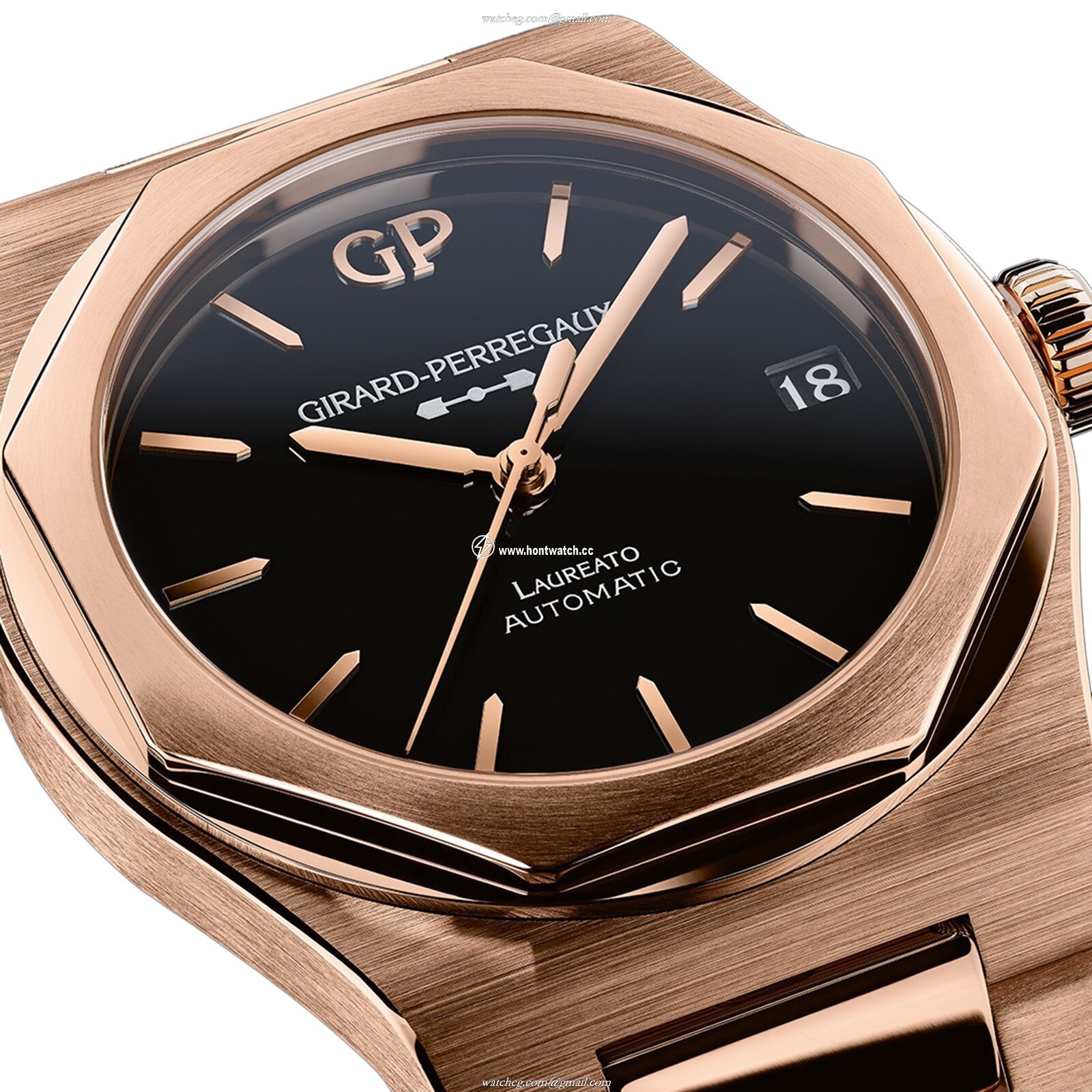 Girard-Perregaux Laureato 42mm Rose Gold Automatic Onyx Replica Watch - Image 2