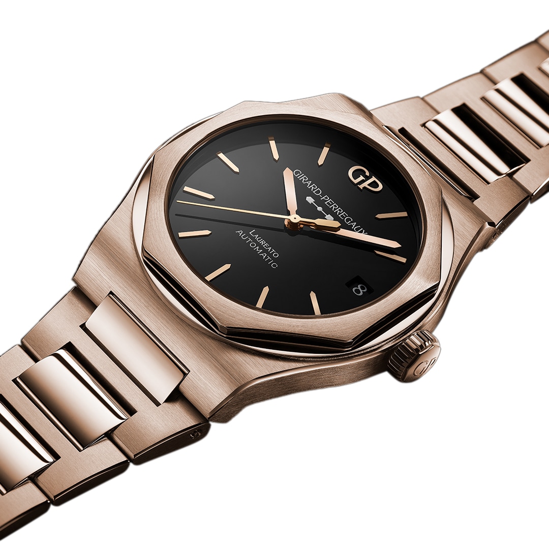 Girard-Perregaux Laureato 42mm Rose Gold Automatic Onyx Replica Watch - Image 3