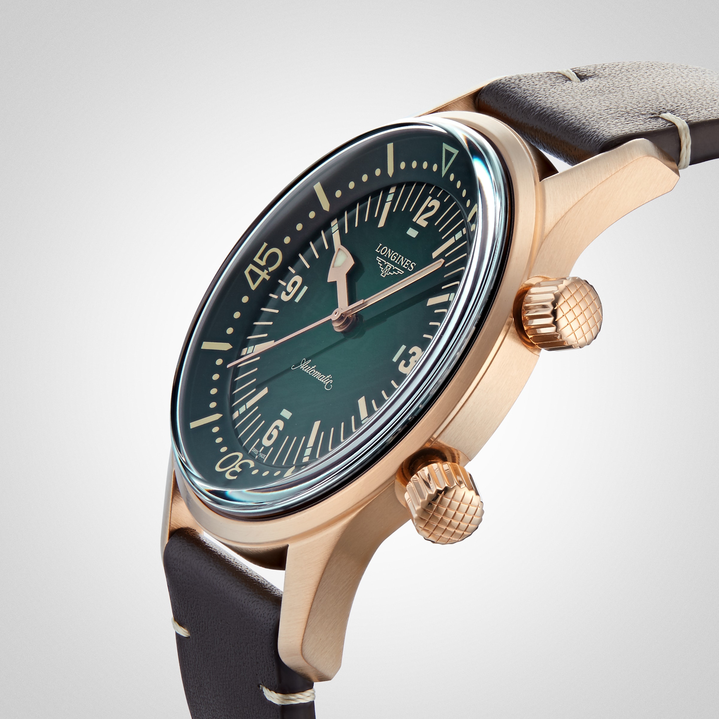 Longines Heritage L37741502 Bronze Automatic Watch - 42mm Black Dial - Image 4