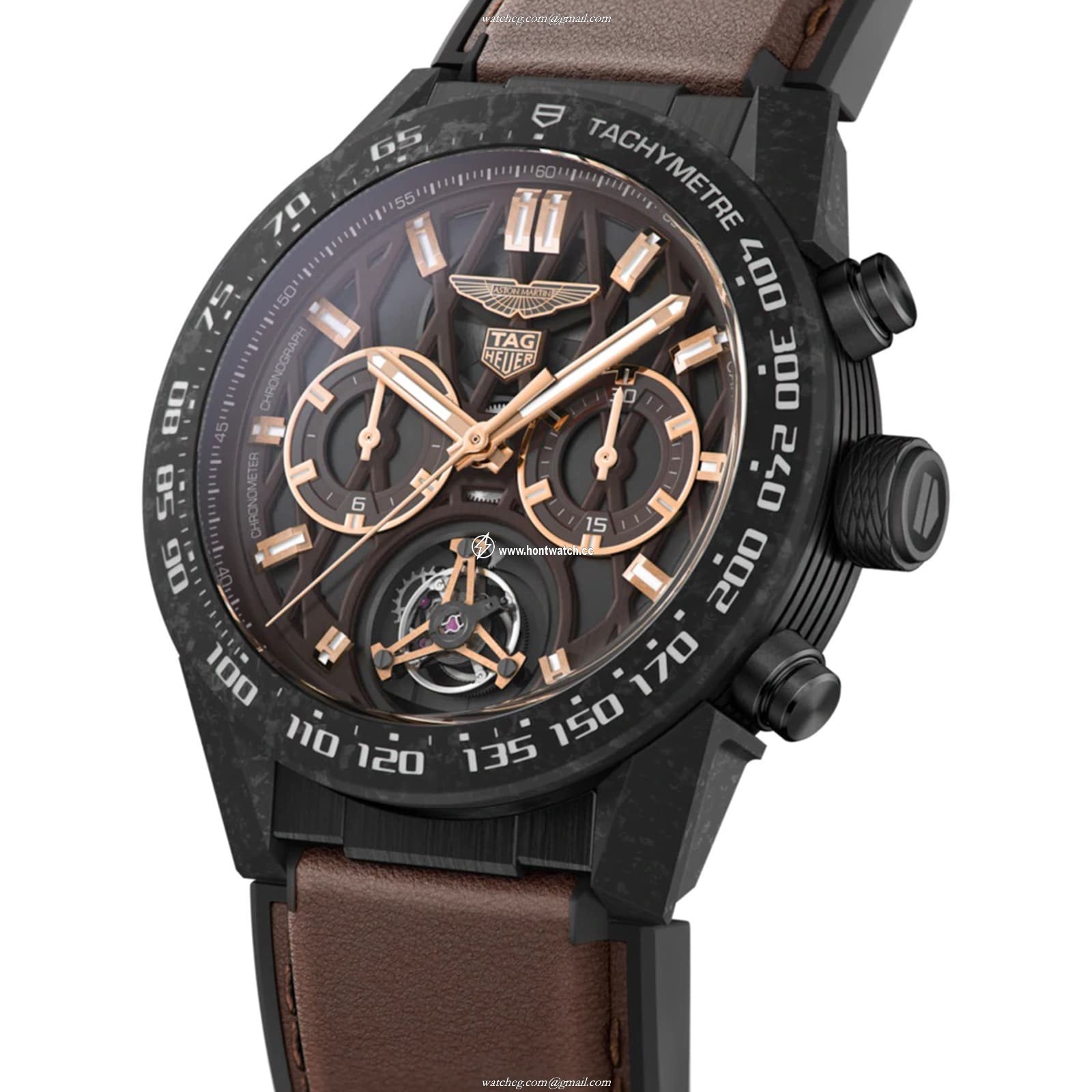 TAG Heuer Carrera Automatic Brown Watch - 45mm PVD Case | Leather Strap - Image 2