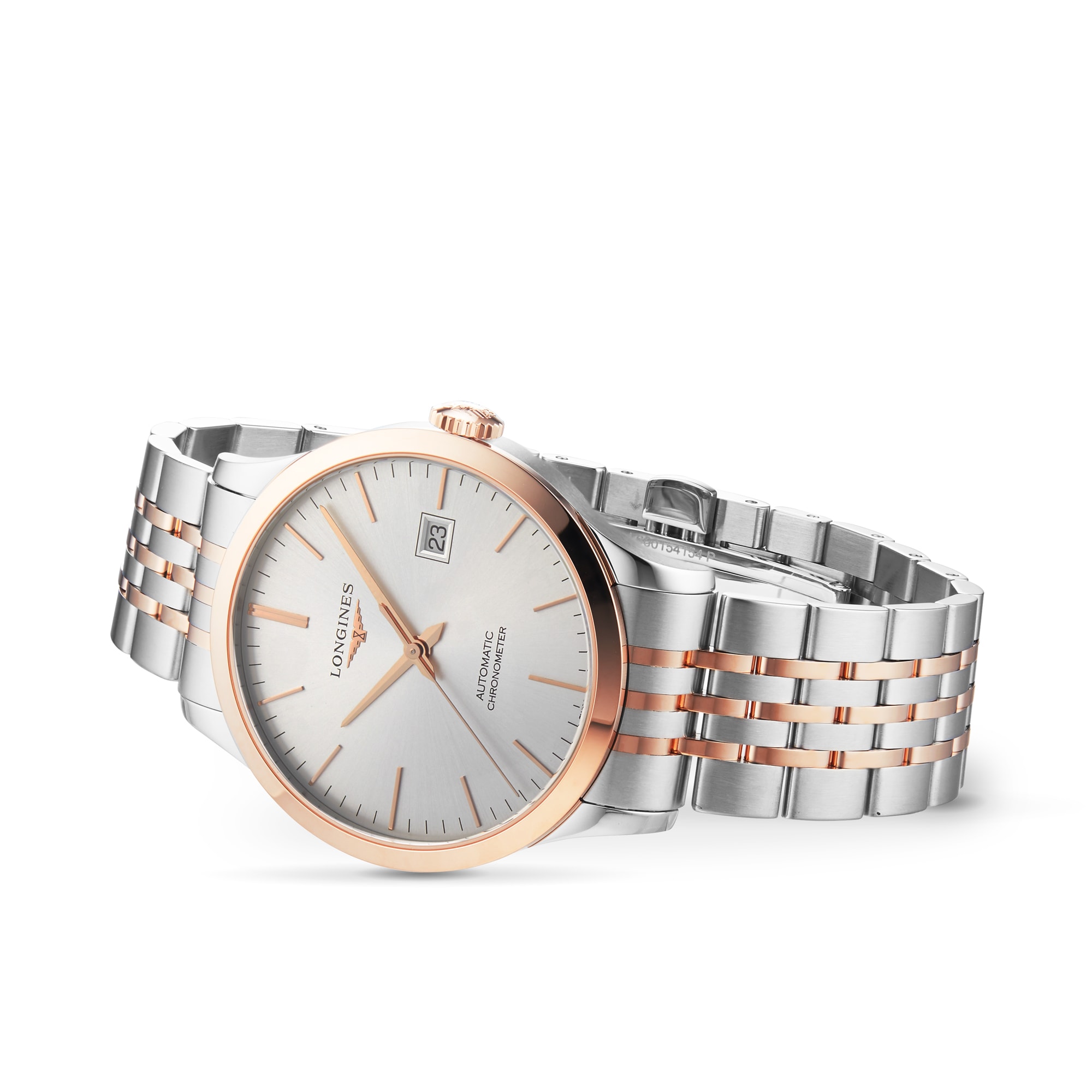 Longines Record L28215727 Automatic Watch - 40mm Silver Dial - Steel & Rose Gold - Image 3