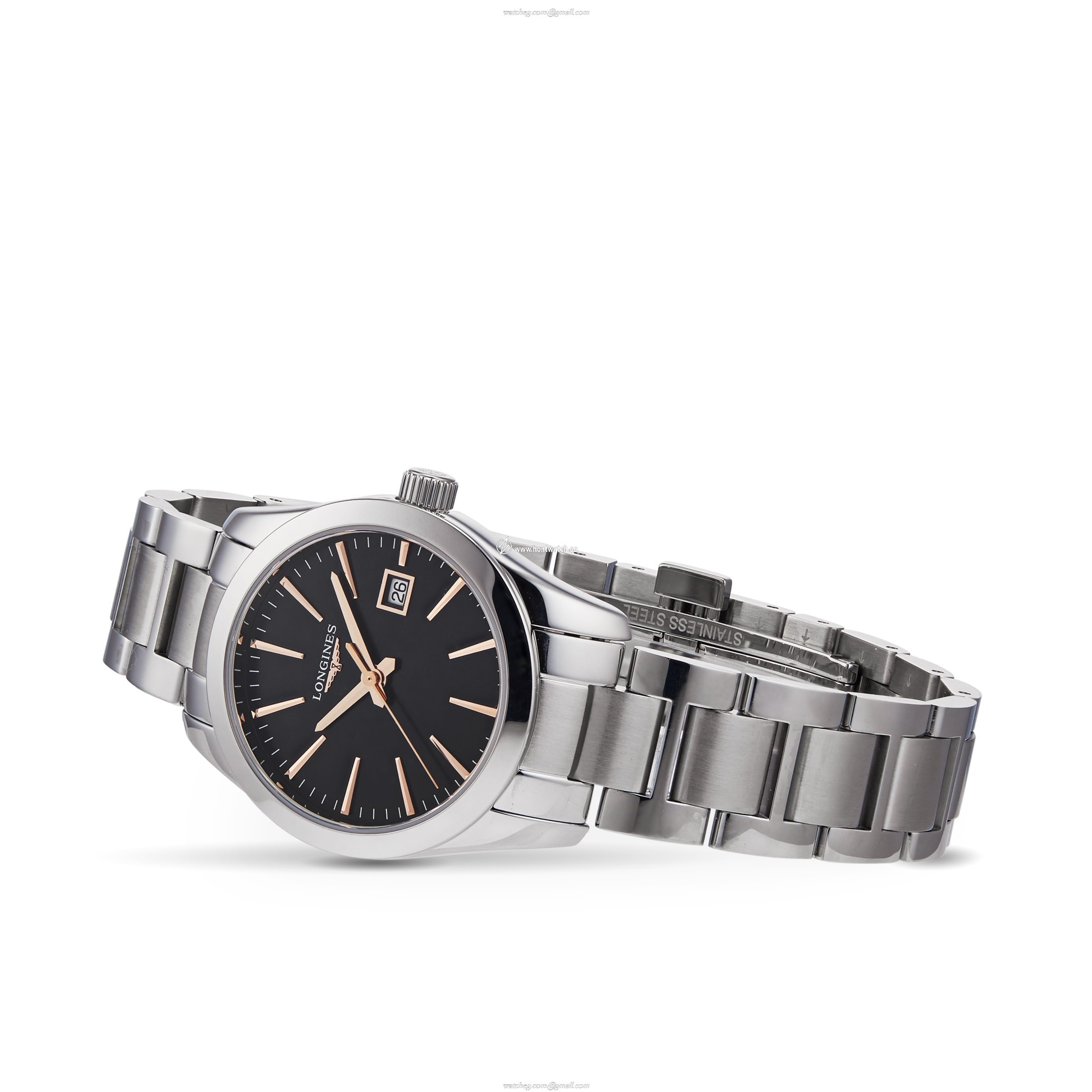 Longines Conquest L22864526 | 29.5mm Stainless Steel Quartz Watch - Black Dial - Image 2