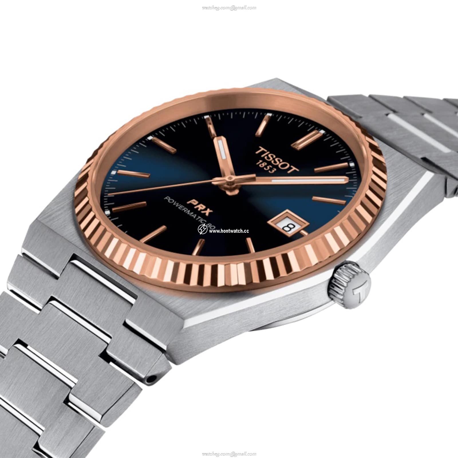 Tissot PRX Automatic Blue Watch - 40mm Stainless Steel & Rose Gold - Image 2