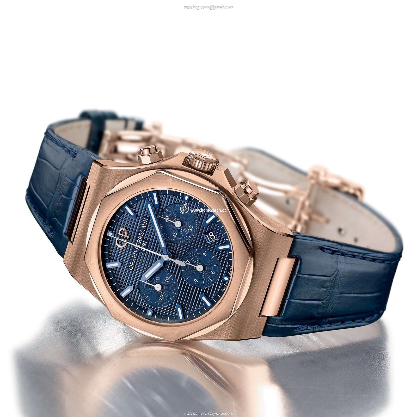 Girard-Perregaux Laureato 42mm Rose Gold Automatic Blue Dial Watch - Image 2
