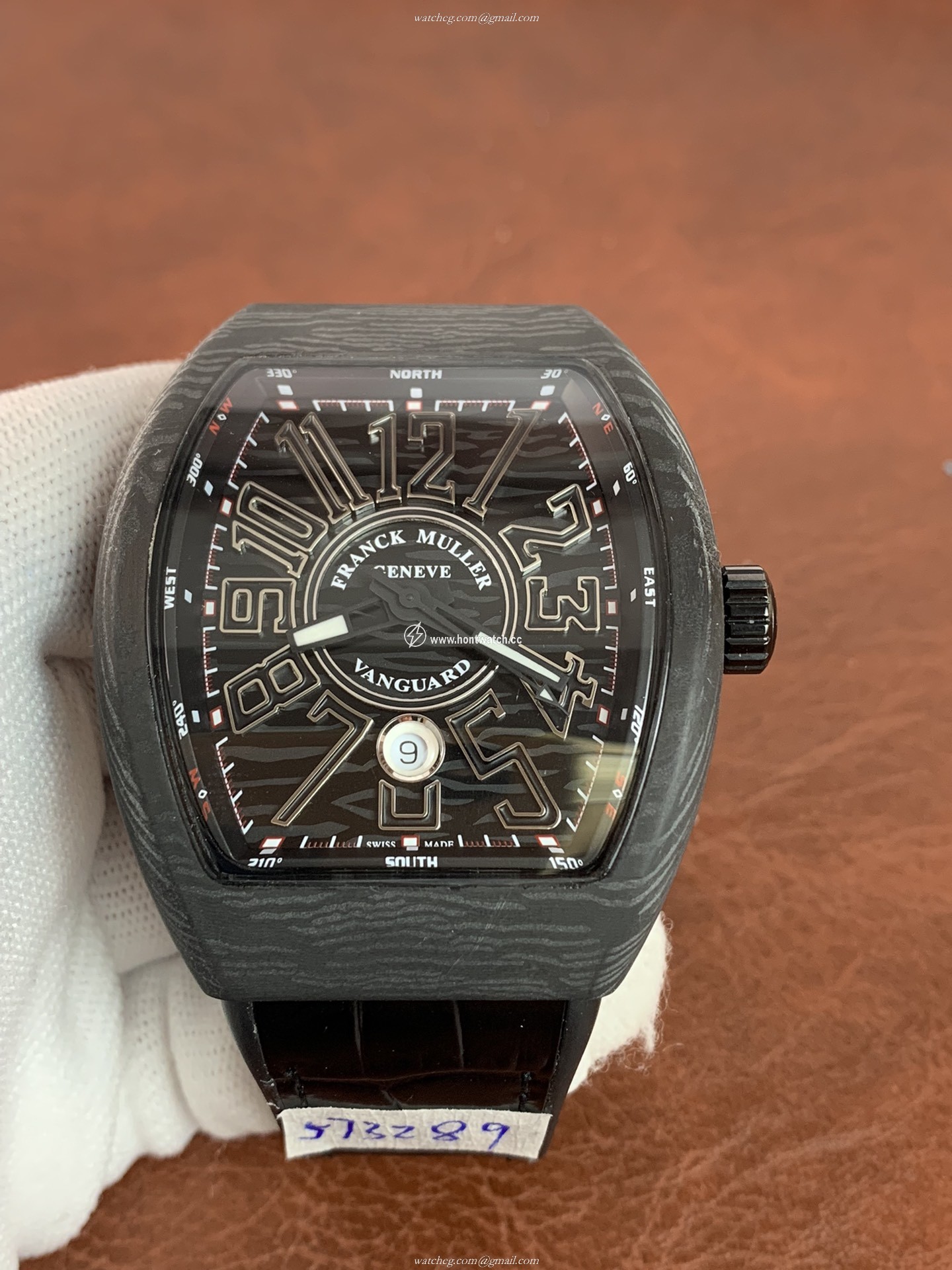 Franck Muller Vanguard V 45 SC DT Mens Watch - 44mm Carbon Case - Valjoux 7750