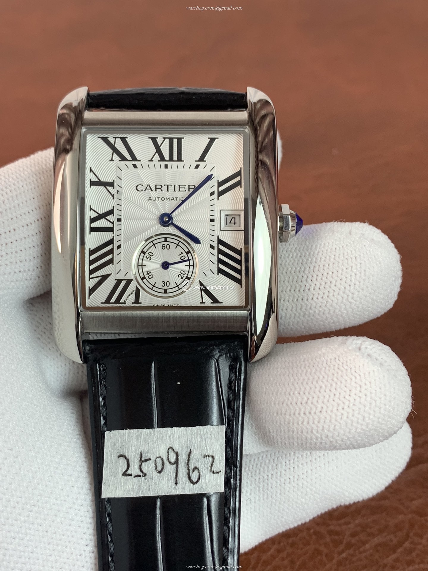 Cartier Tank MC W5330003 Men's Automatic Watch - Silver Dial & Leather Strap
