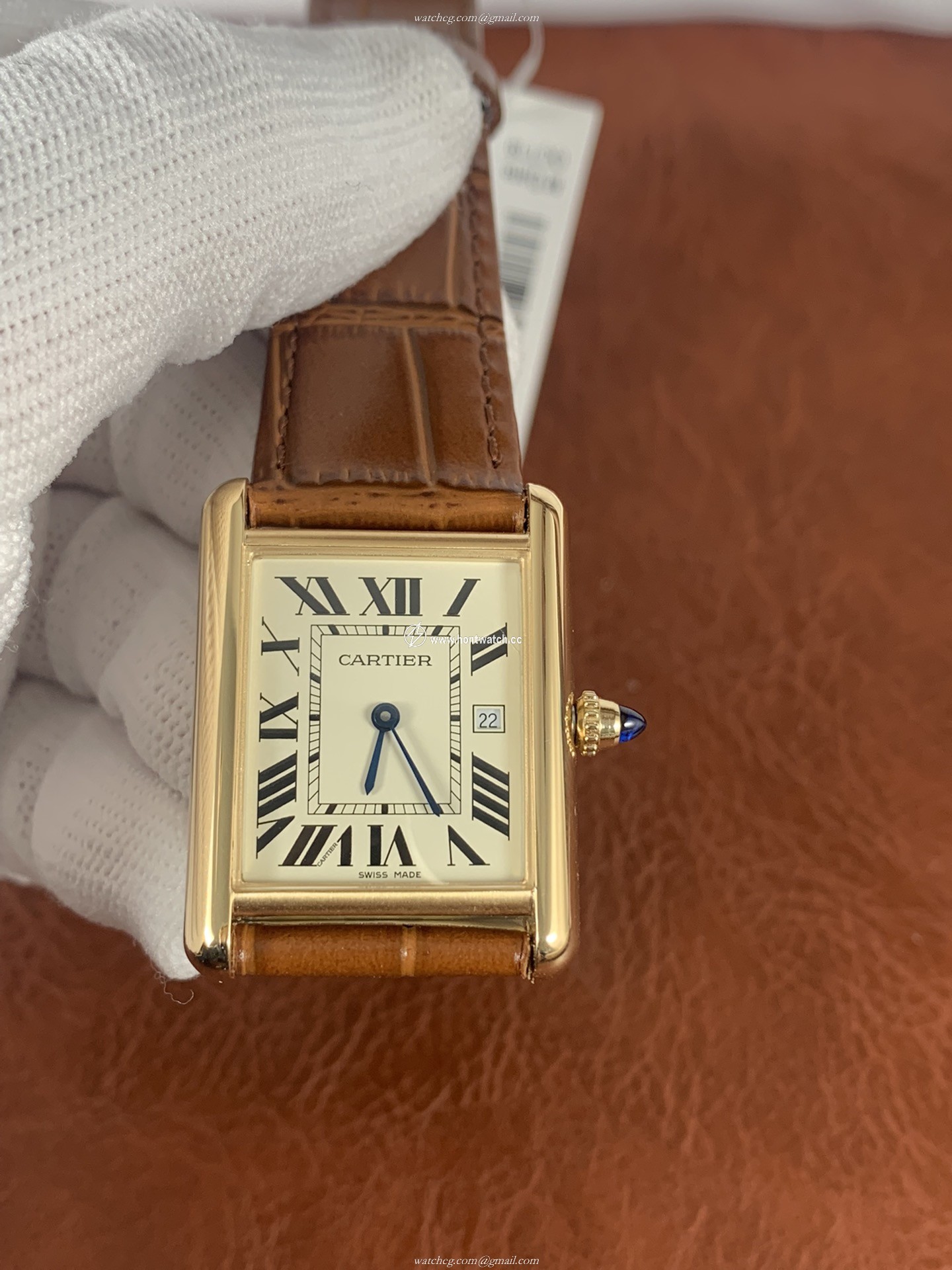 Cartier Tank Solo Mens Watch - 34mm Quartz - Brown Leather Strap
