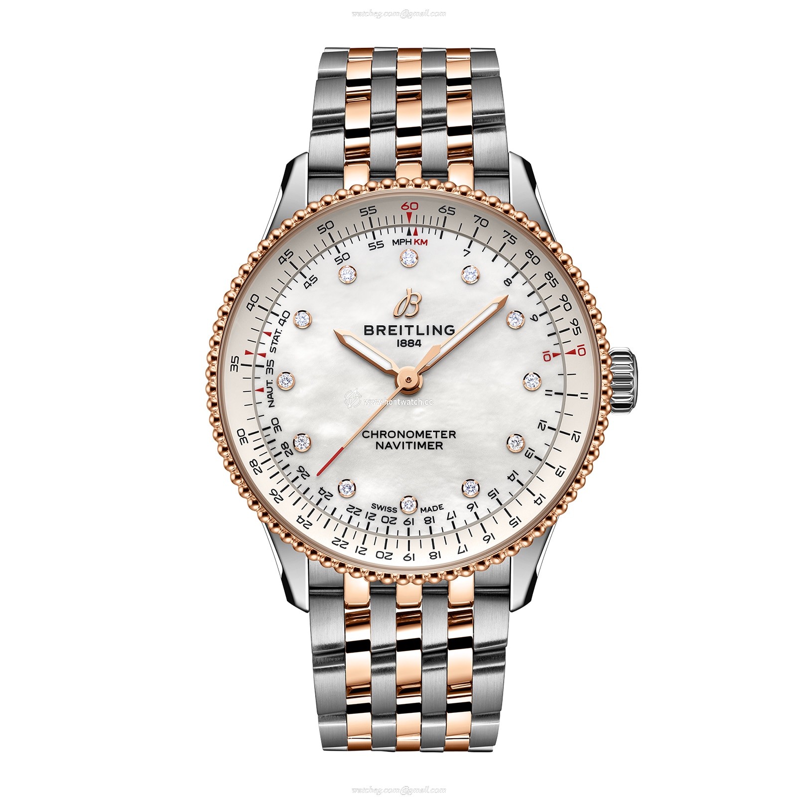 Breitling Navitimer 36mm Automatic - Stainless Steel & Rose Gold | White Dial