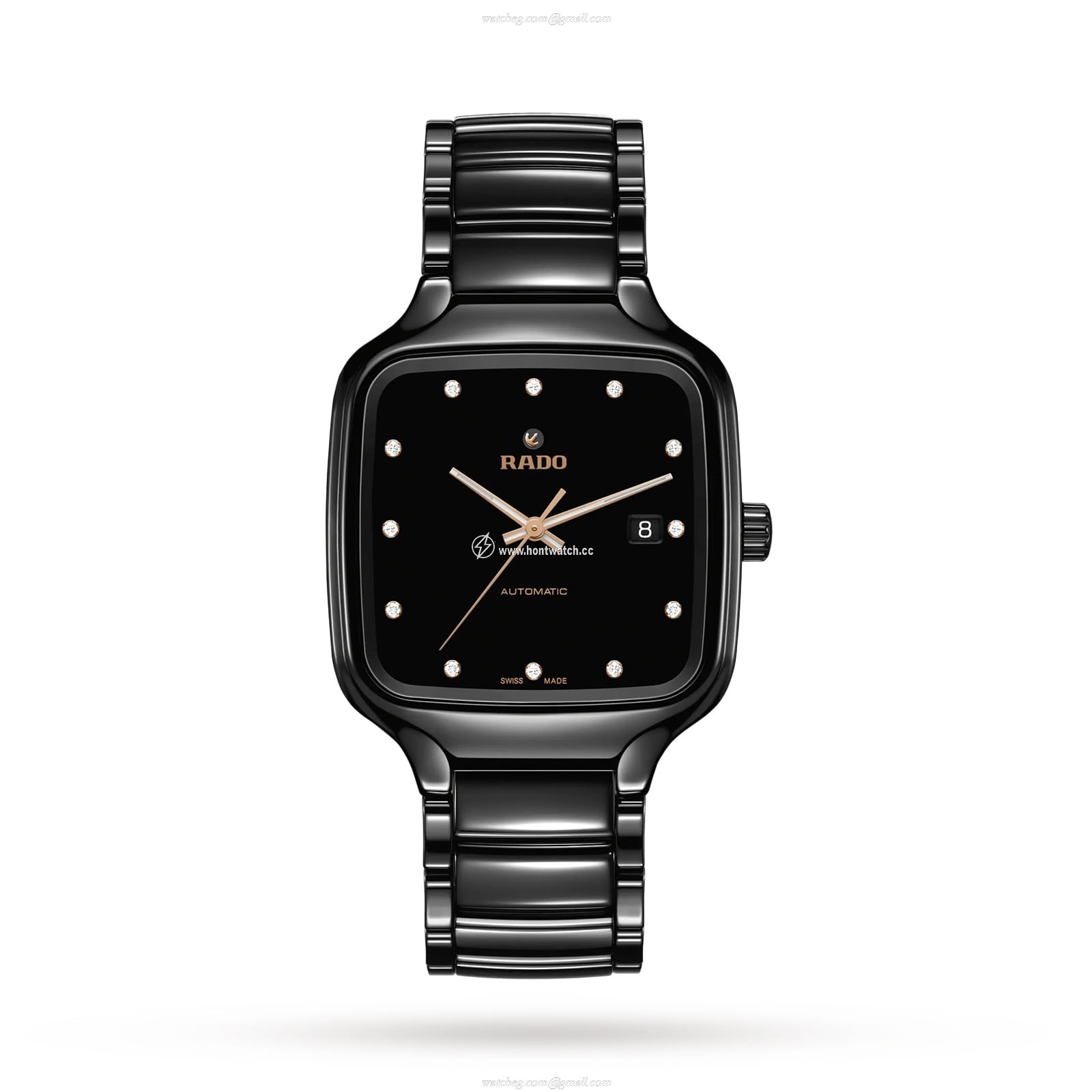 Rado True Square R27078702 Automatic Ceramic Watch - Black Dial | 38mm