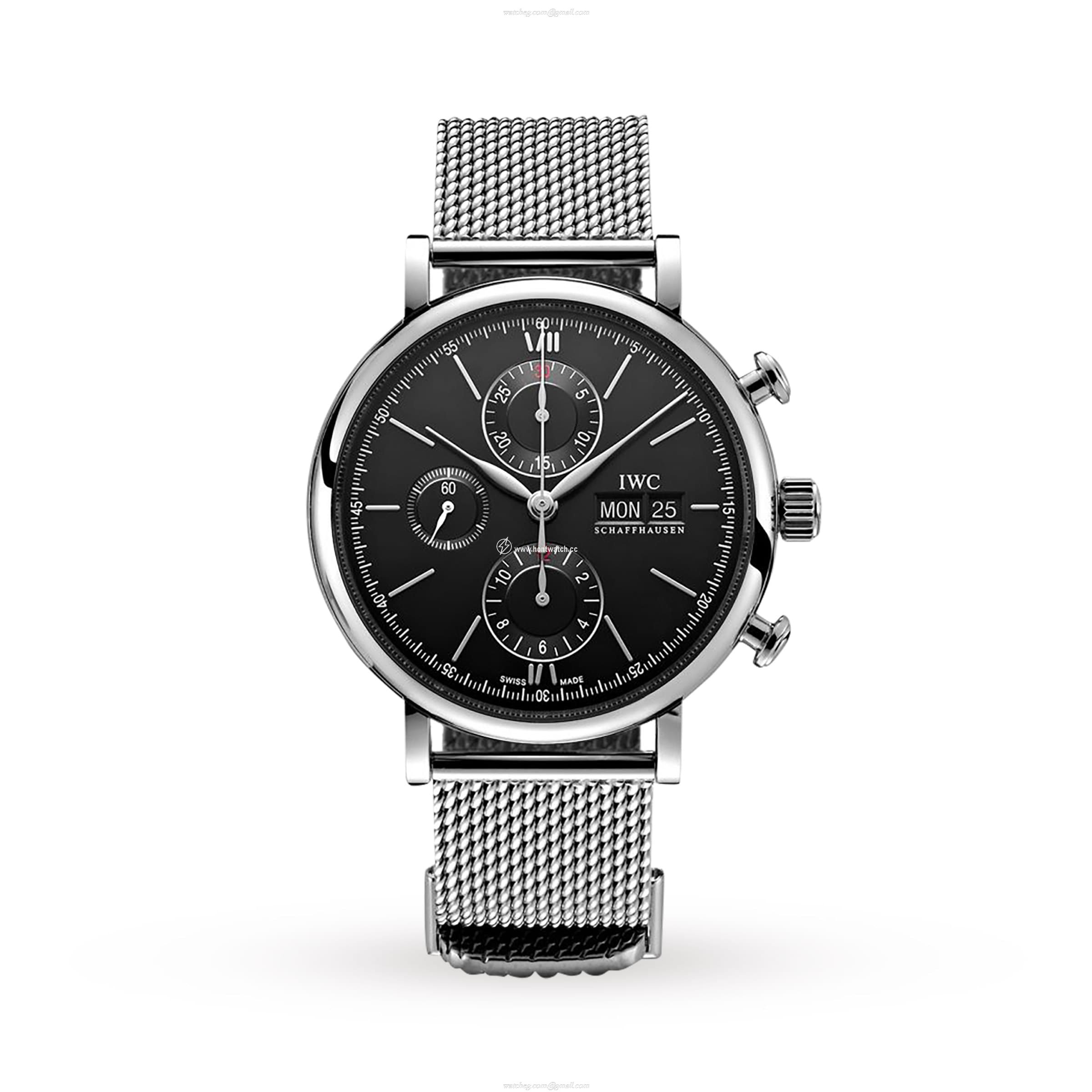 IWC Portofino IW391030 Automatic Chronograph - 42mm Black Dial - Stainless Steel