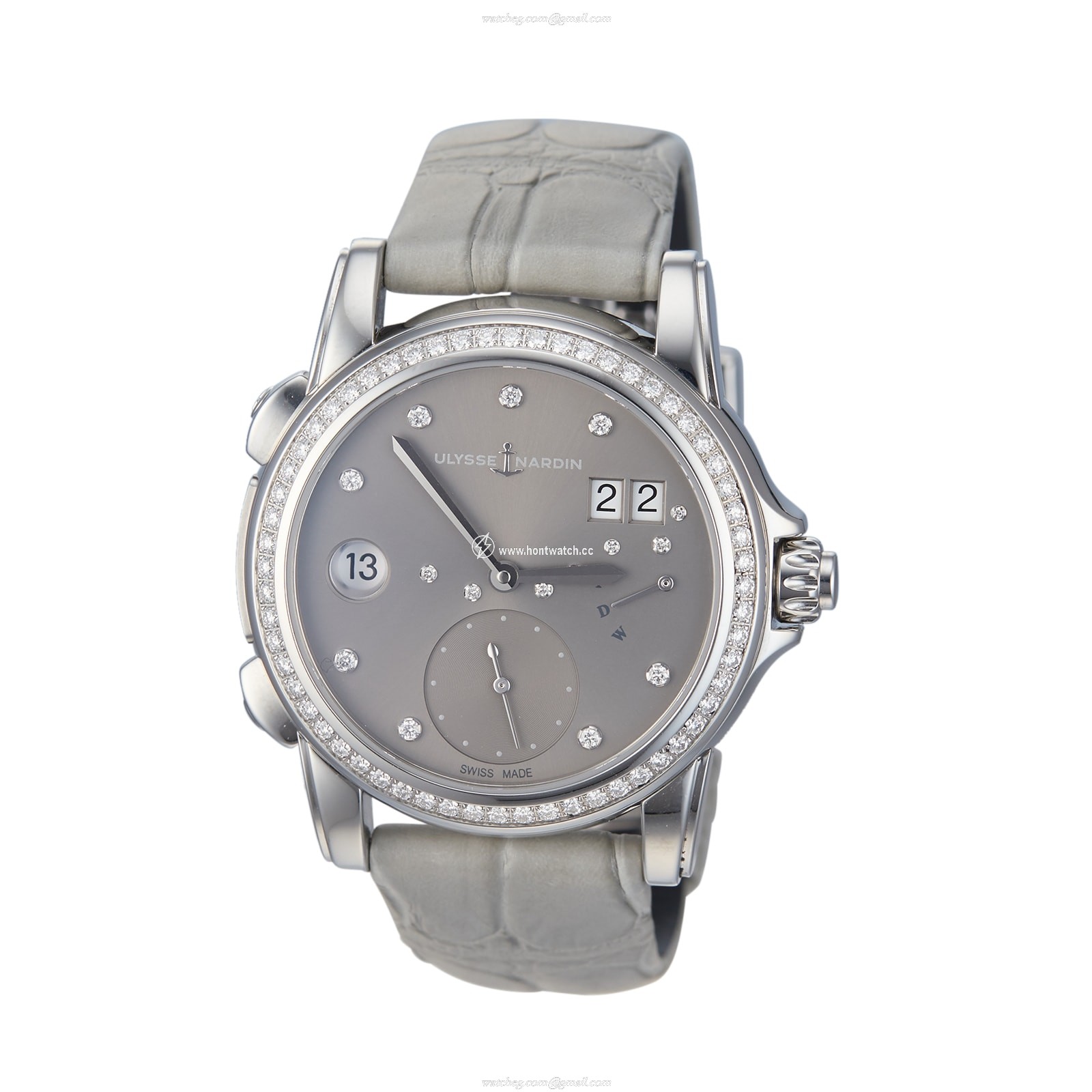 Ulysse Nardin Automatic Grey Diamond Dial Watch | 37mm Stainless Steel