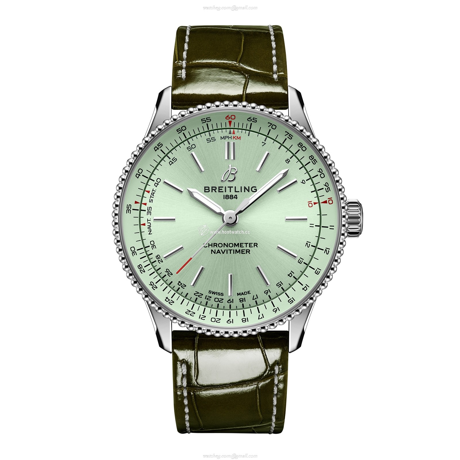Breitling Navitimer 36mm Automatic Green Dial Stainless Steel Watch