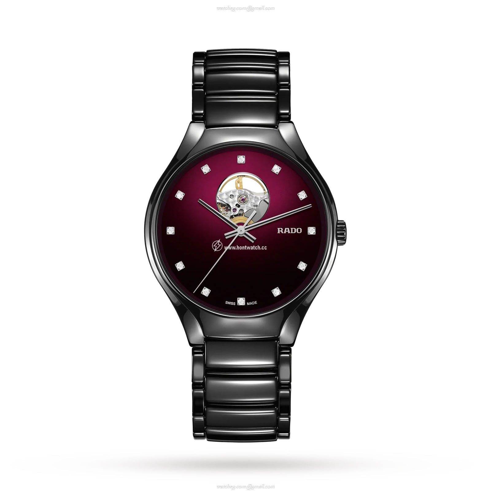 Rado True R27107742 Automatic Ceramic Red Dial Watch | 40mm Diamond Markers