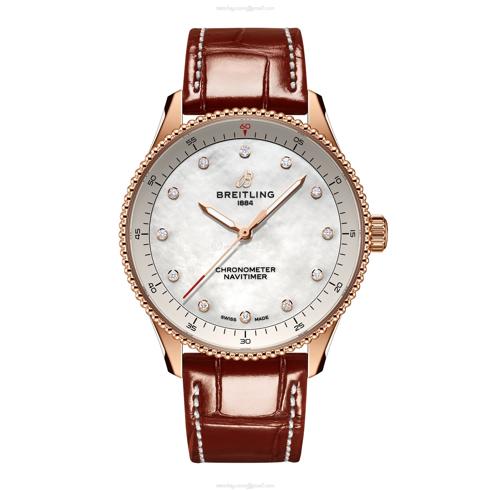 Breitling Navitimer 32mm 18ct Rose Gold Quartz White Dial Replica Watch