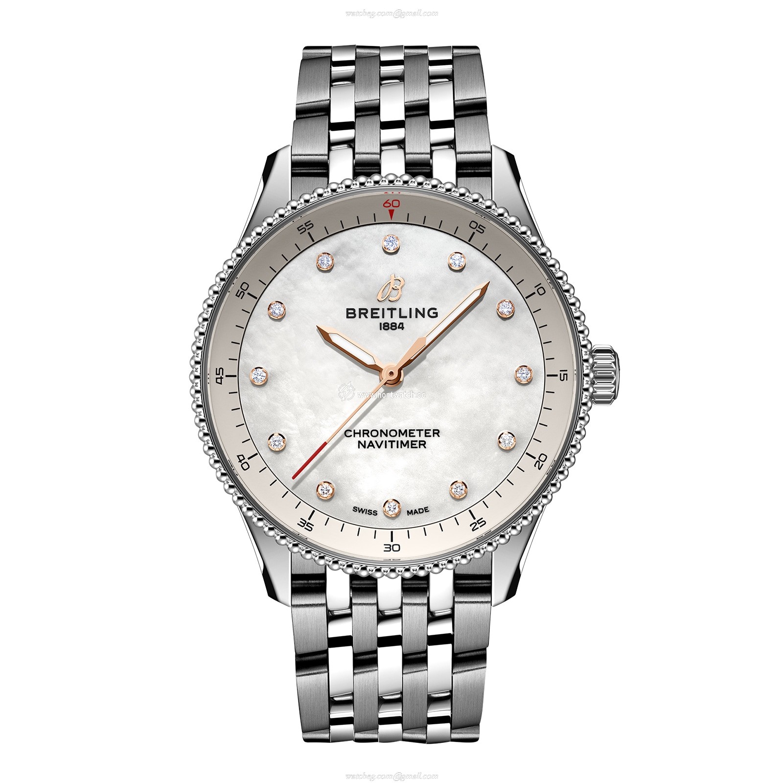 Breitling Navitimer 32mm White Dial Quartz Watch - Stainless Steel