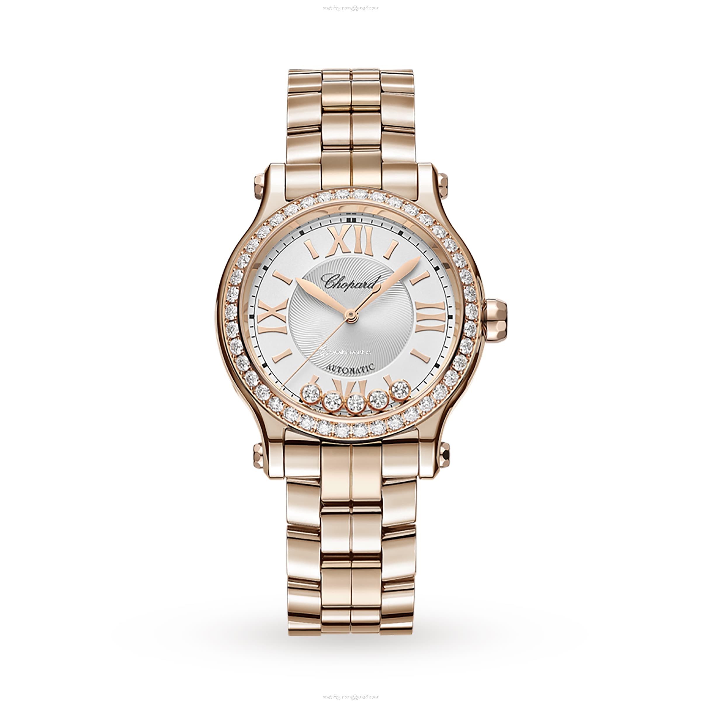 Chopard Happy Sport 18ct Rose Gold Automatic Watch | Silver Dial & Roman Numerals