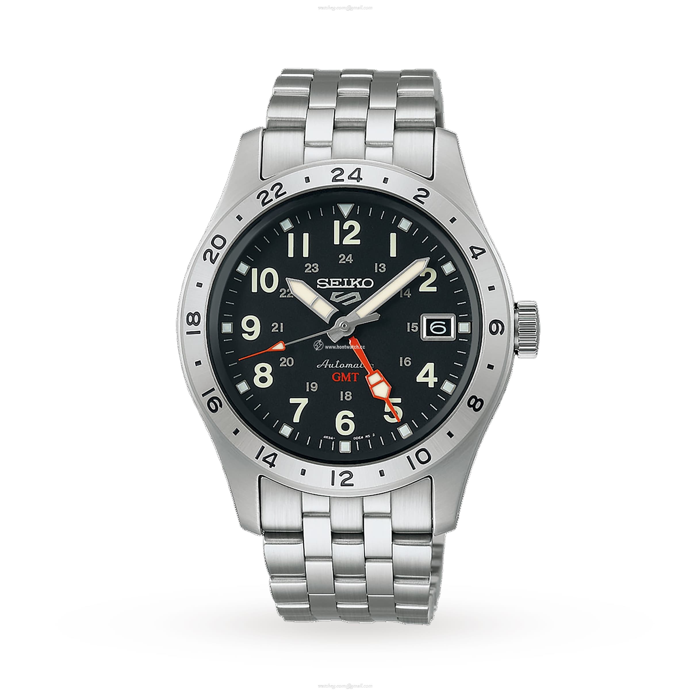 Seiko 5 Sports SSK023k1 Automatic GMT Watch - Black Dial - Stainless Steel