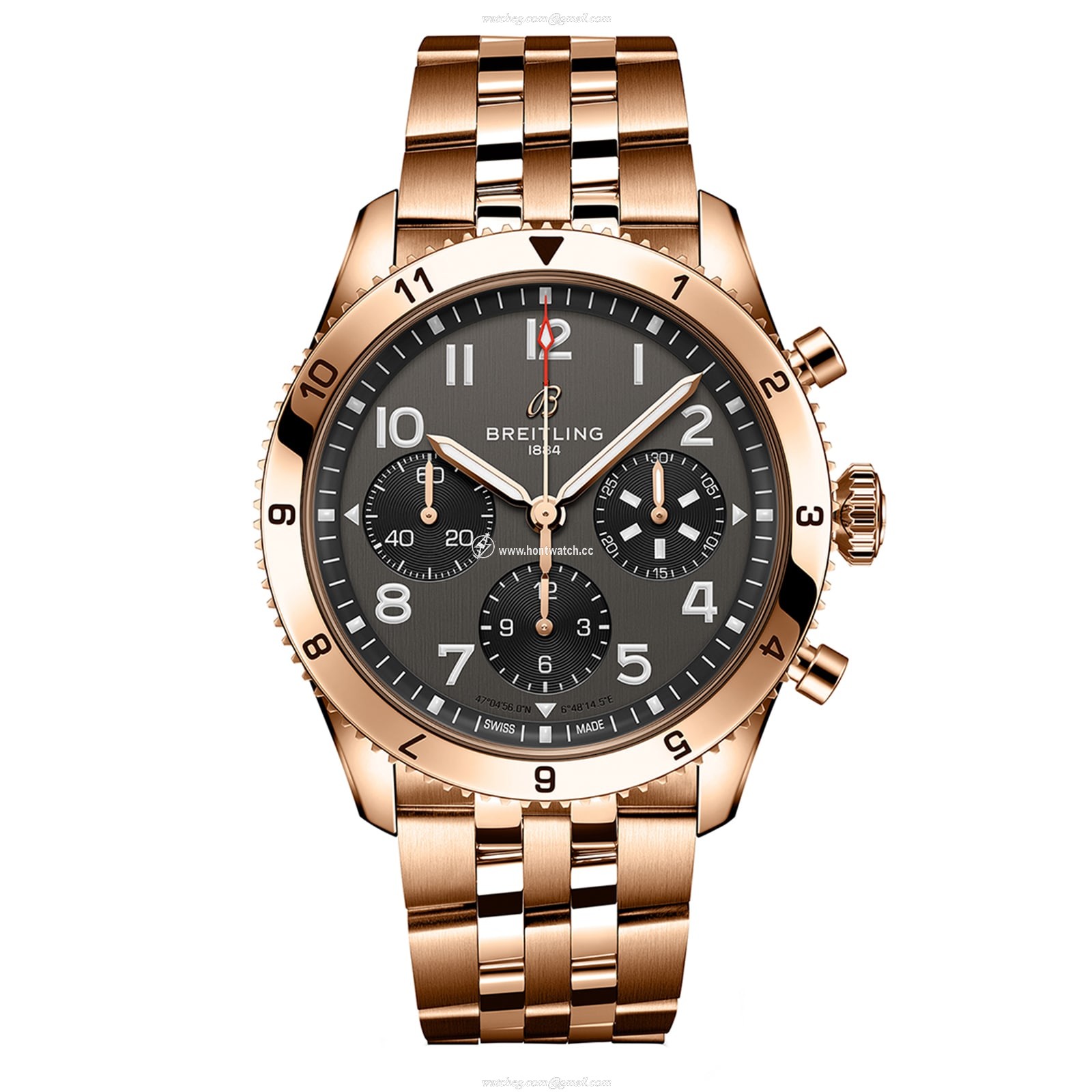 Breitling Aviator 8 42mm Automatic - 18ct Rose Gold Black Dial Replica