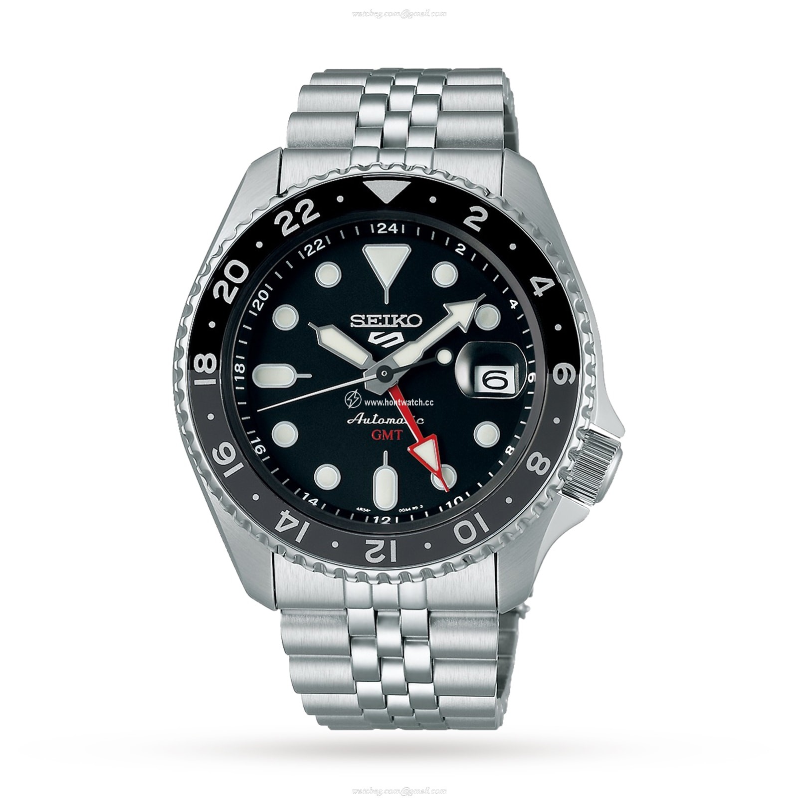 Seiko 5 Sports SSK001K1 Automatic GMT Watch - Black Dial - Stainless Steel