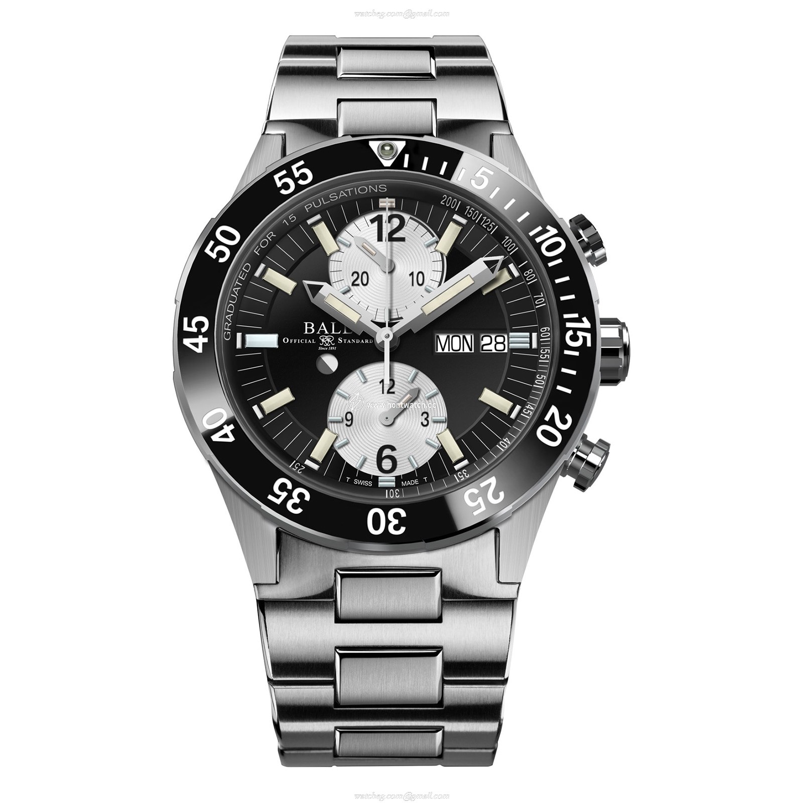 BALL Roadmaster DC3030C Titanium Automatic Watch - 42mm Black Dial