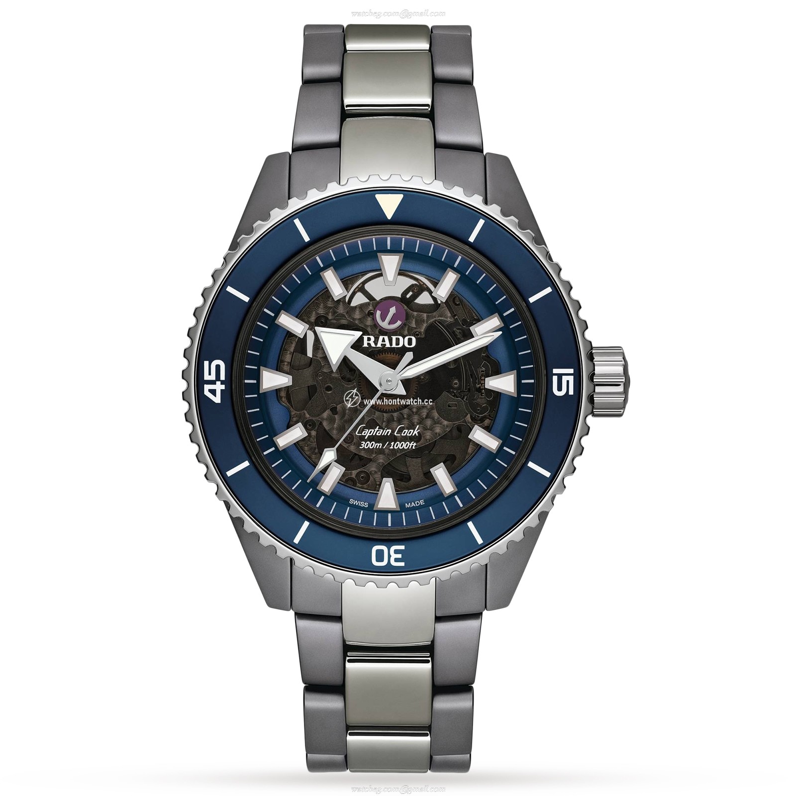Rado Captain Cook R32128202 - Ceramic Automatic Skeleton Watch - 43mm