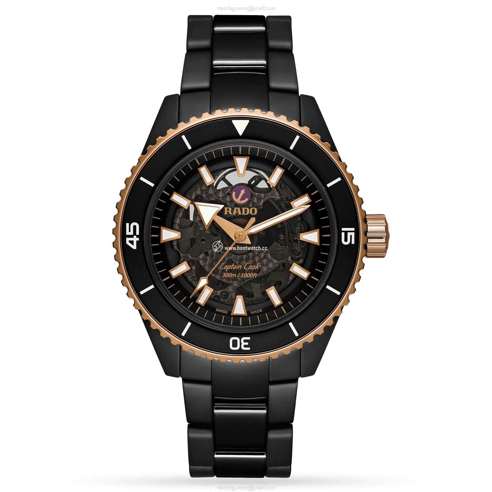 Rado Captain Cook R32127162 Automatic Black Ceramic Replica Watch | 43mm