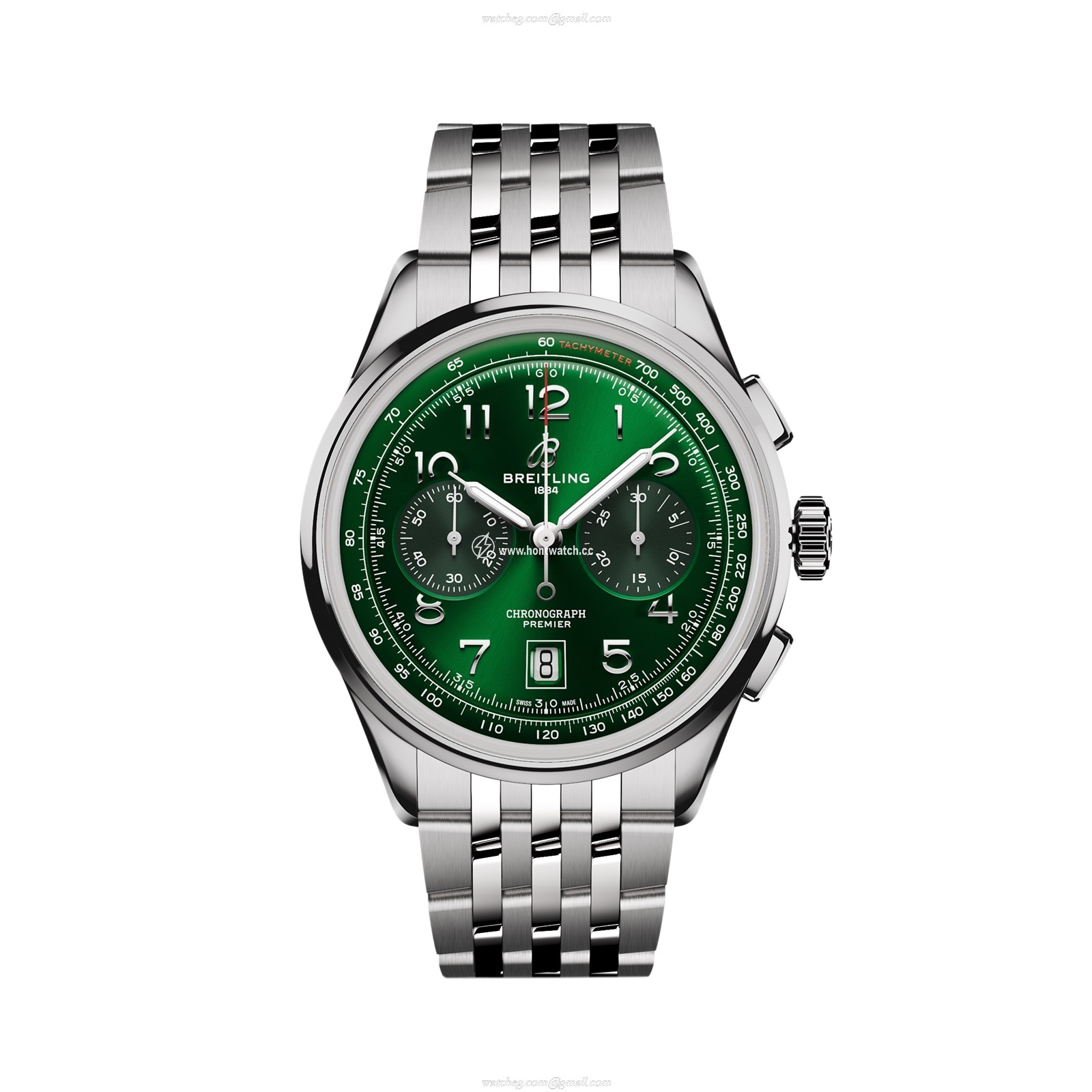 Breitling Premier Automatic Green Dial Watch - 42mm Stainless Steel