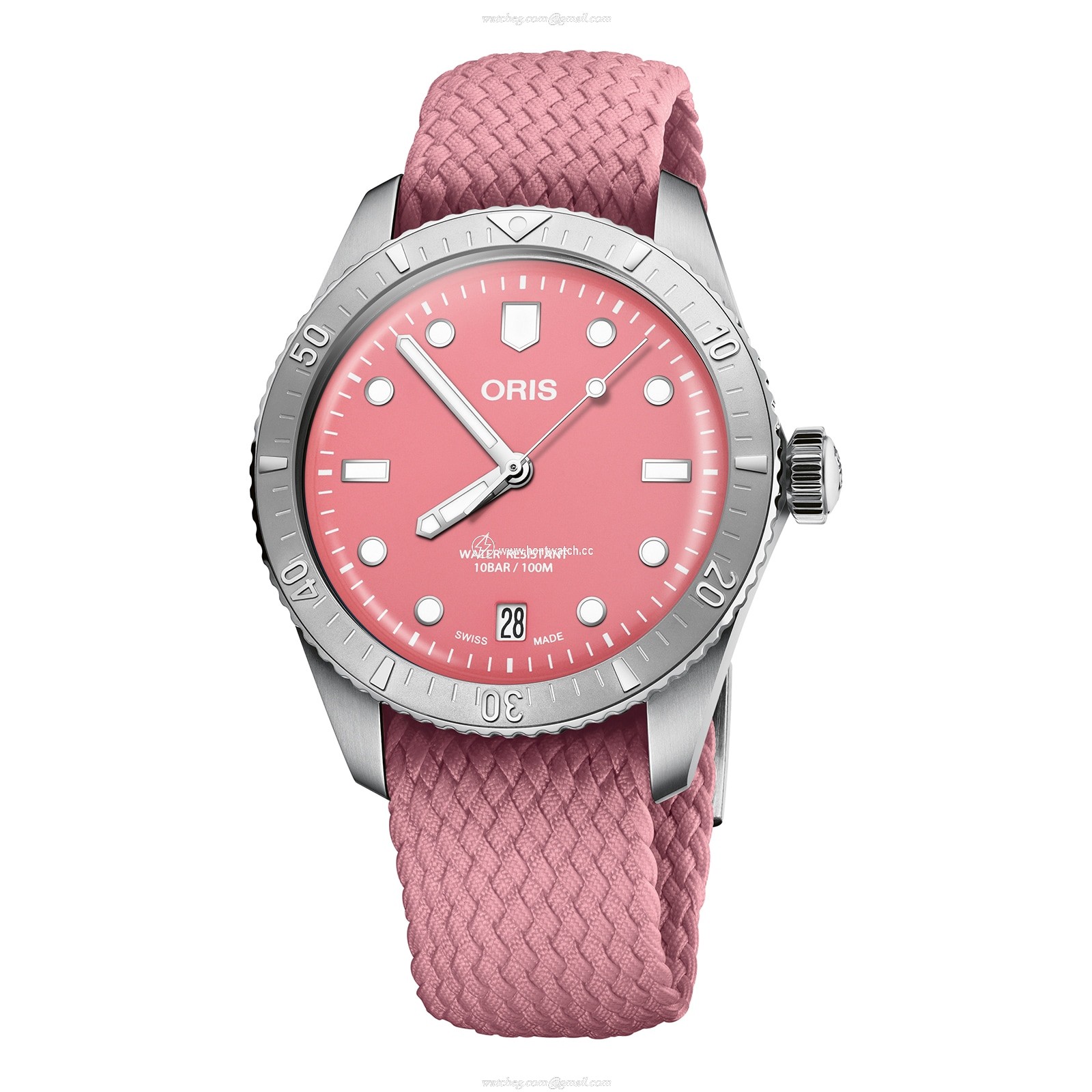 Oris Divers 38mm Automatic Pink Dial - Stainless Steel Fabric Strap