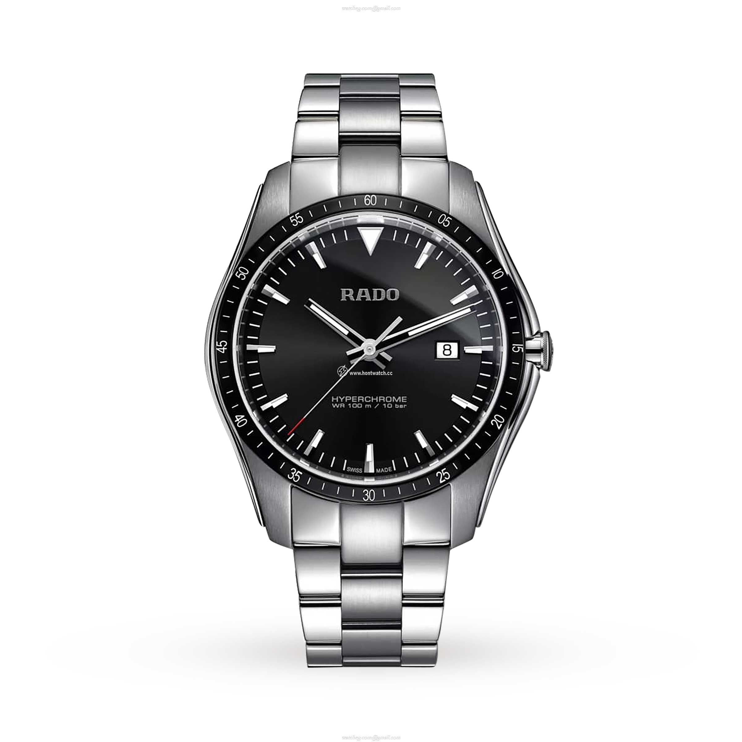 Rado HyperChrome Black Dial Quartz Watch - 45mm Stainless Steel