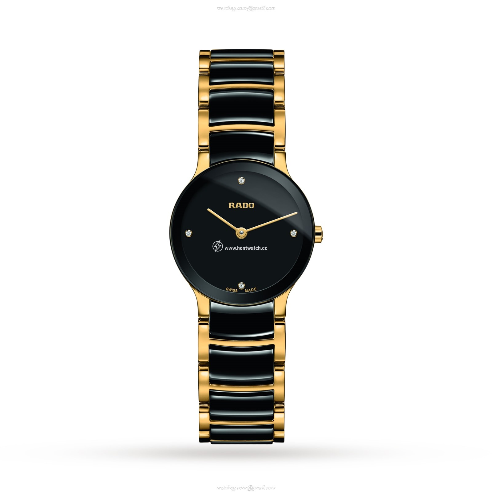 Rado Centrix Black Dial Diamond Watch | Stainless Steel & Ceramic | Quartz