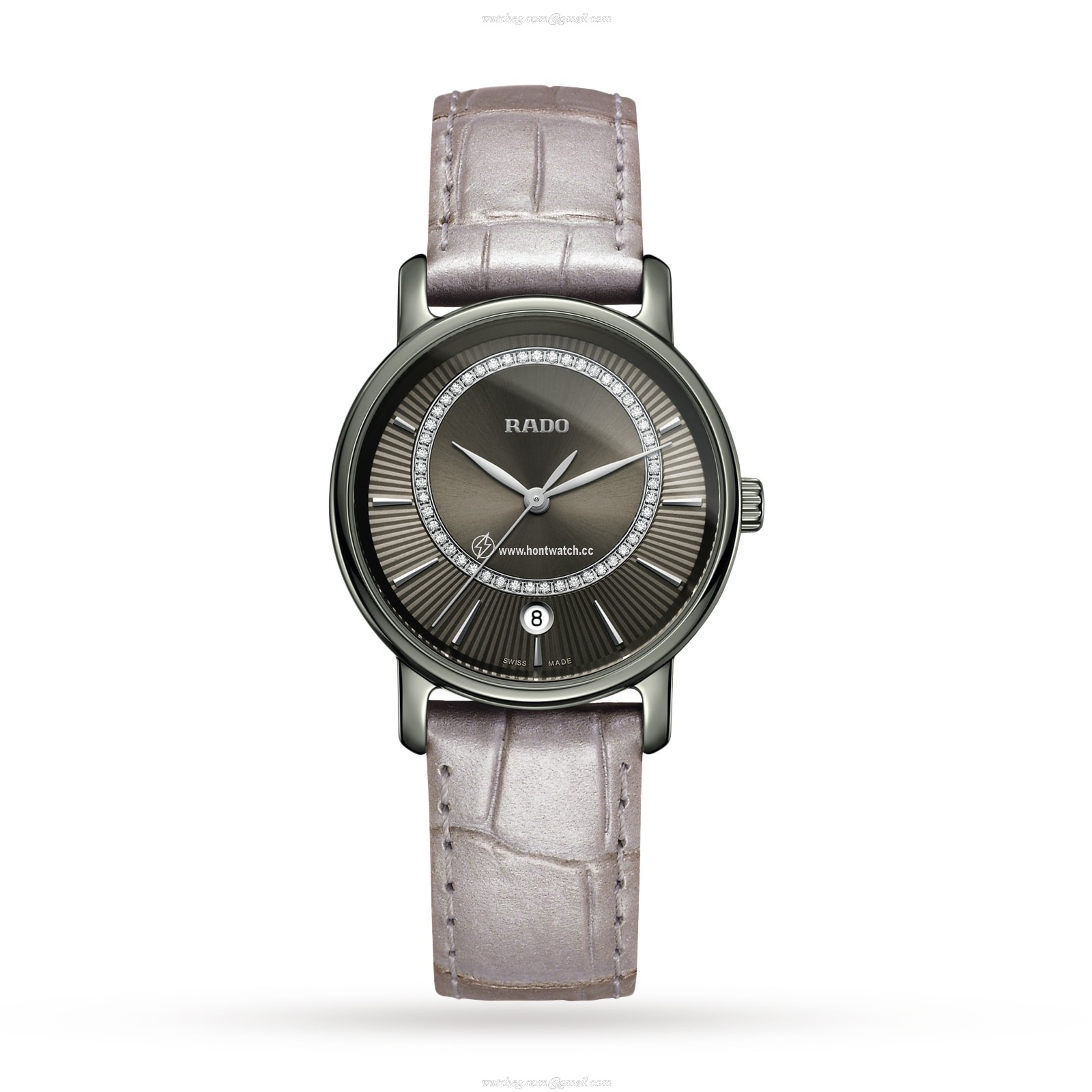 Rado DiaMaster Ceramic Watch - Quartz Silver Dial | 33mm Leather Strap