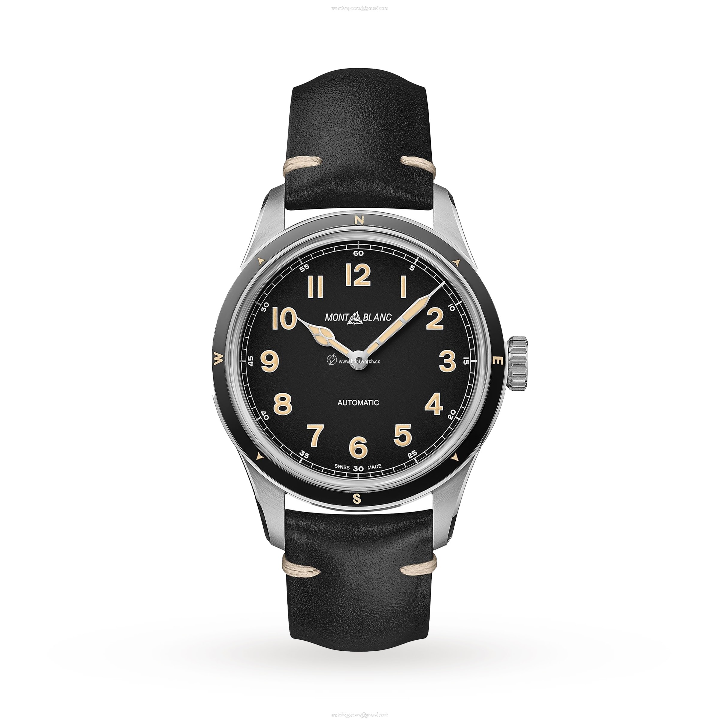 Montblanc 1858 126760 Automatic Watch - 40mm Black Dial - Stainless Steel