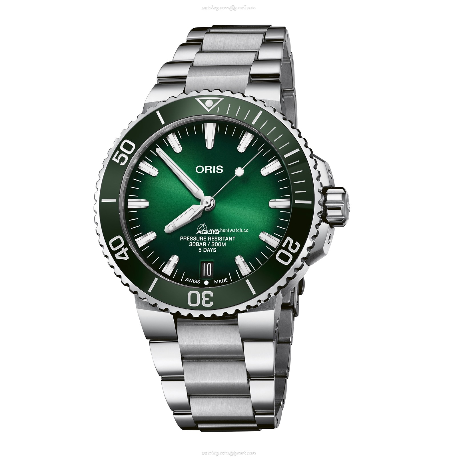 Oris Aquis Date Calibre 400 43.5mm Green Automatic Watch - Stainless Steel