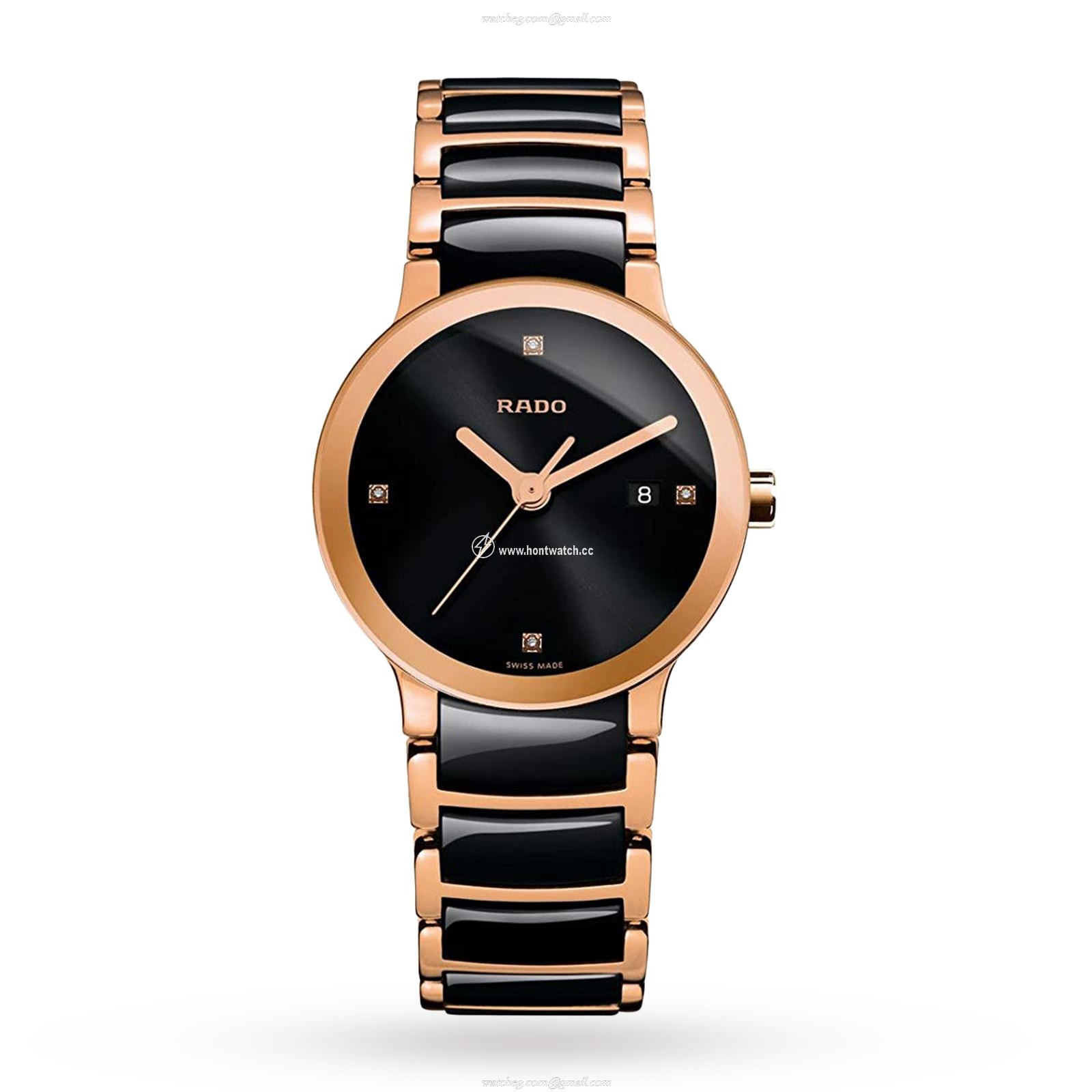 Rado Centrix R30555712 Ceramic Quartz Black Watch | 28mm Diamond Dial