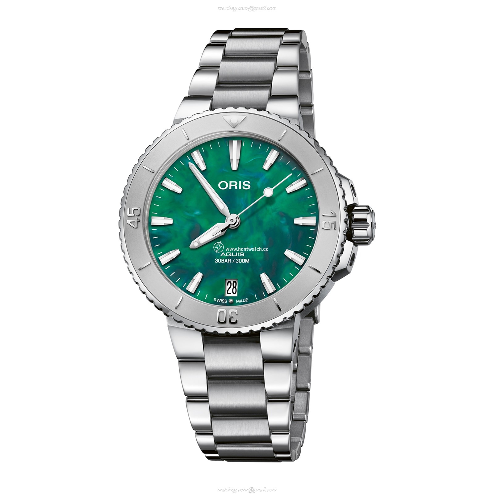 Oris Aquis Green Dial Automatic Watch - 36.5mm Stainless Steel - 300m Water Resistant