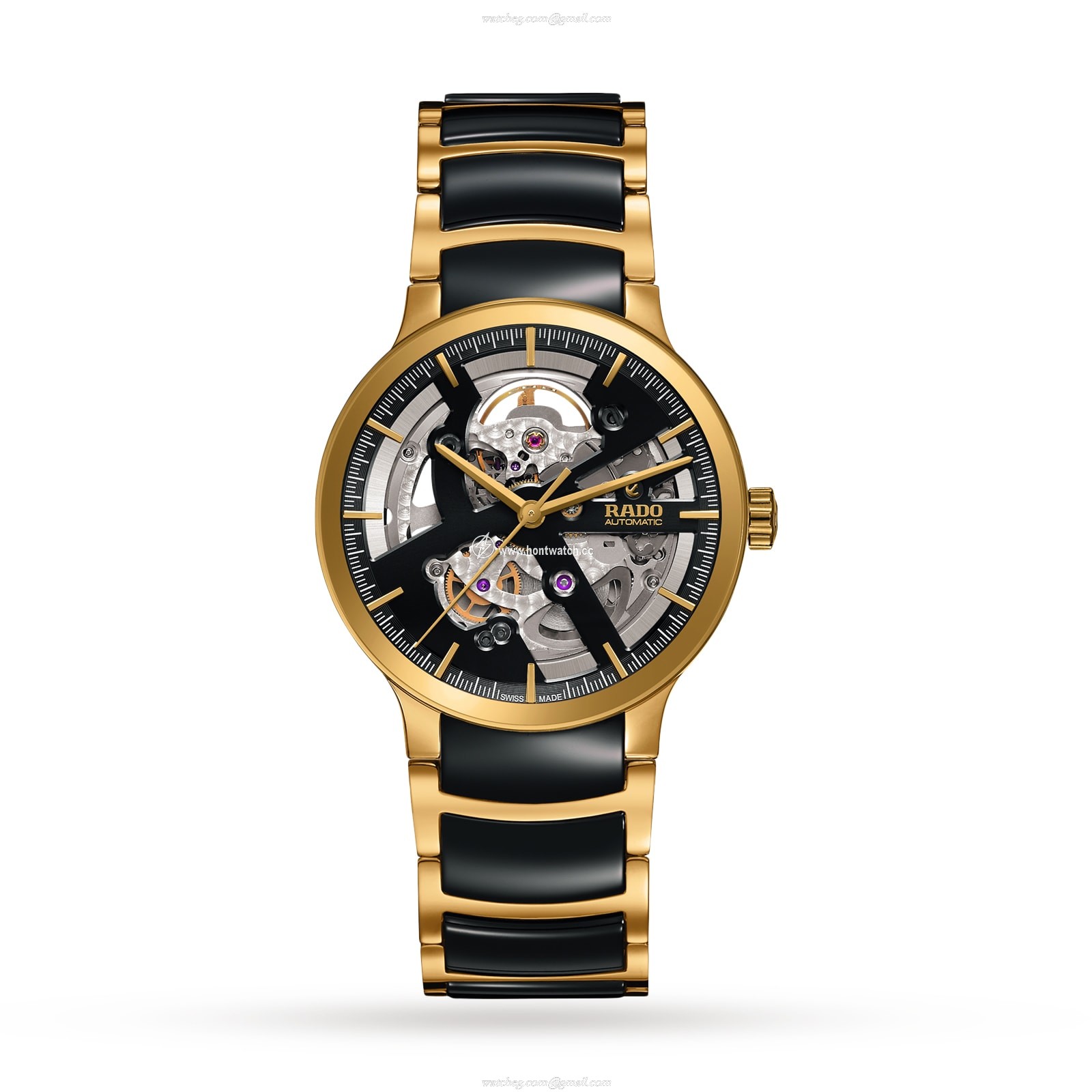 Rado Centrix R30180162 Automatic Skeleton Watch - 42mm PVD Gold
