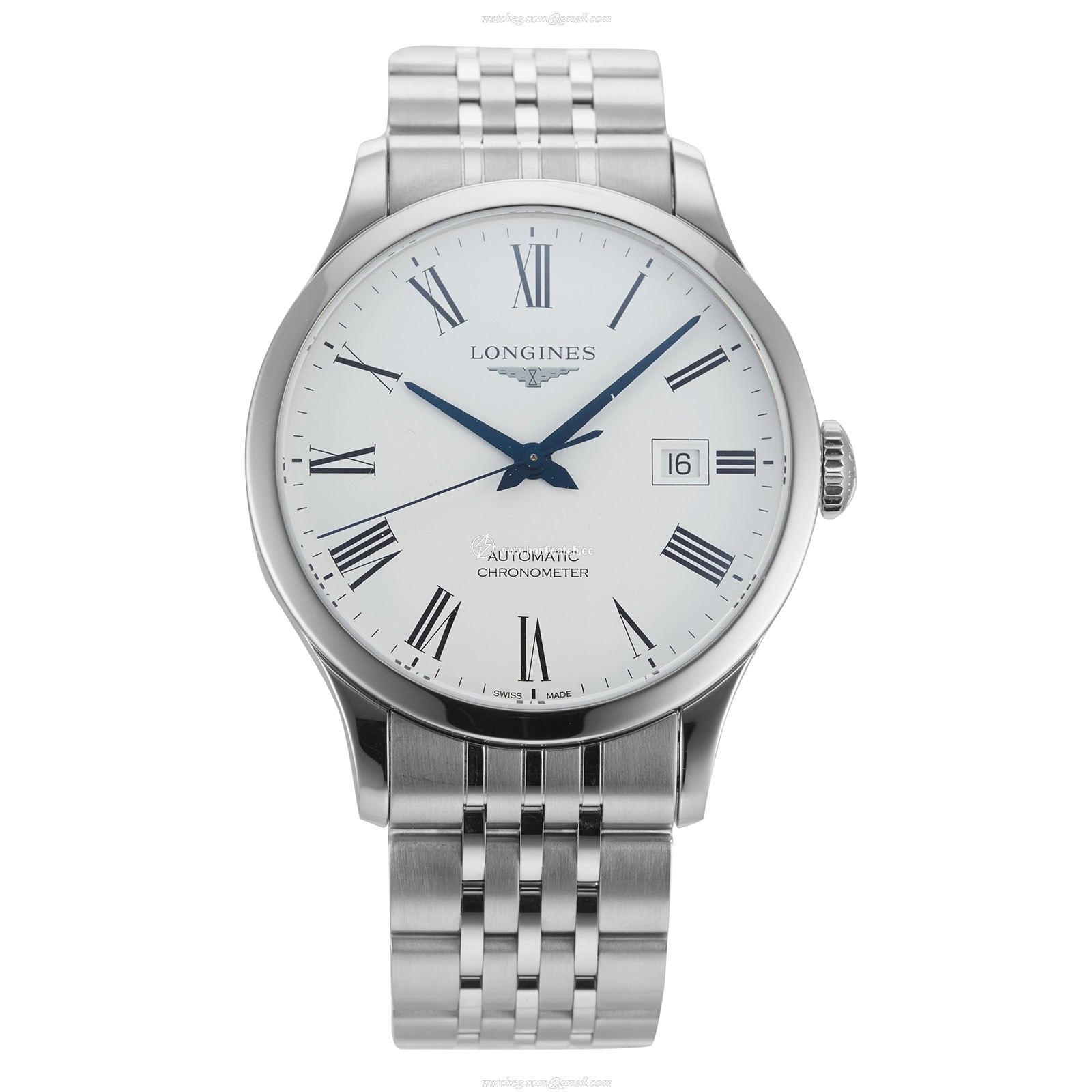 Longines Record L2.821.4.11.6 | 40mm Automatic Watch | Stainless Steel