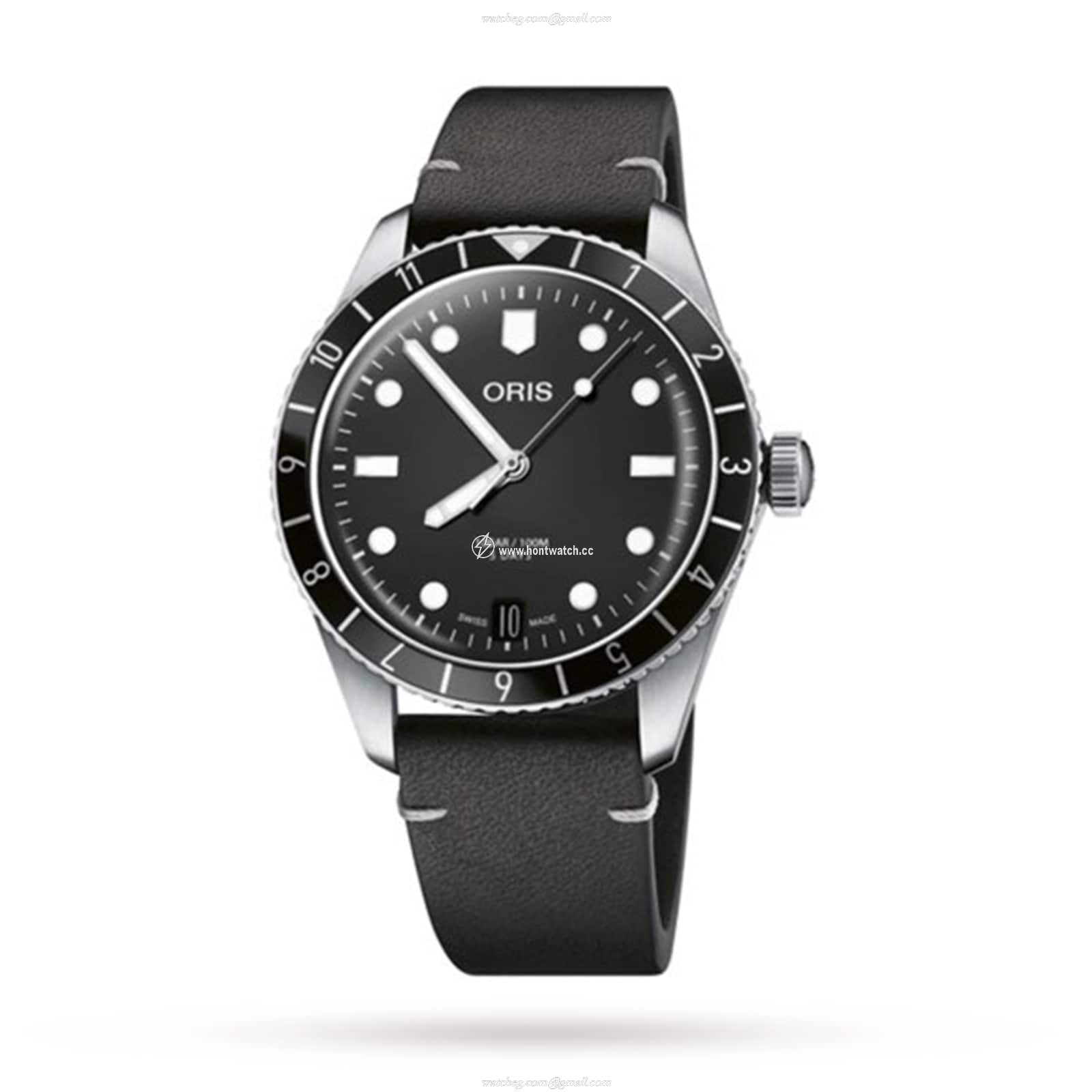 Oris Diving 01 400 7772 4054-07 | 40mm Black Automatic Watch | Stainless Steel