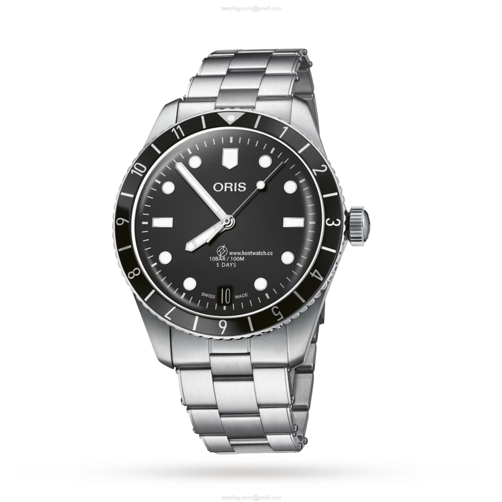 Oris Divers Automatic Watch - 40mm Stainless Steel Black Dial - 100M Water Resistant
