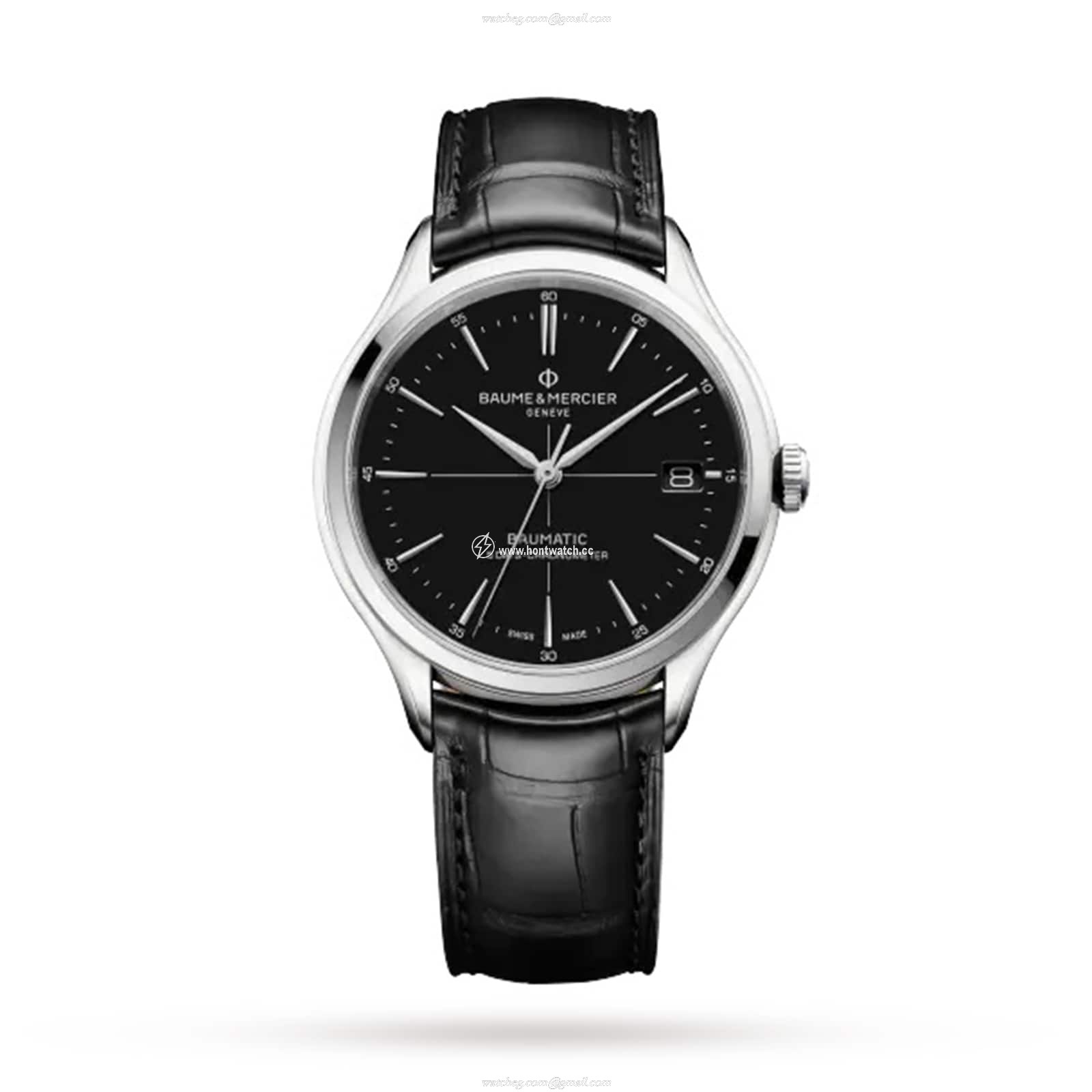 Baume & Mercier Clifton Automatic Watch - Black Dial & Stainless Steel