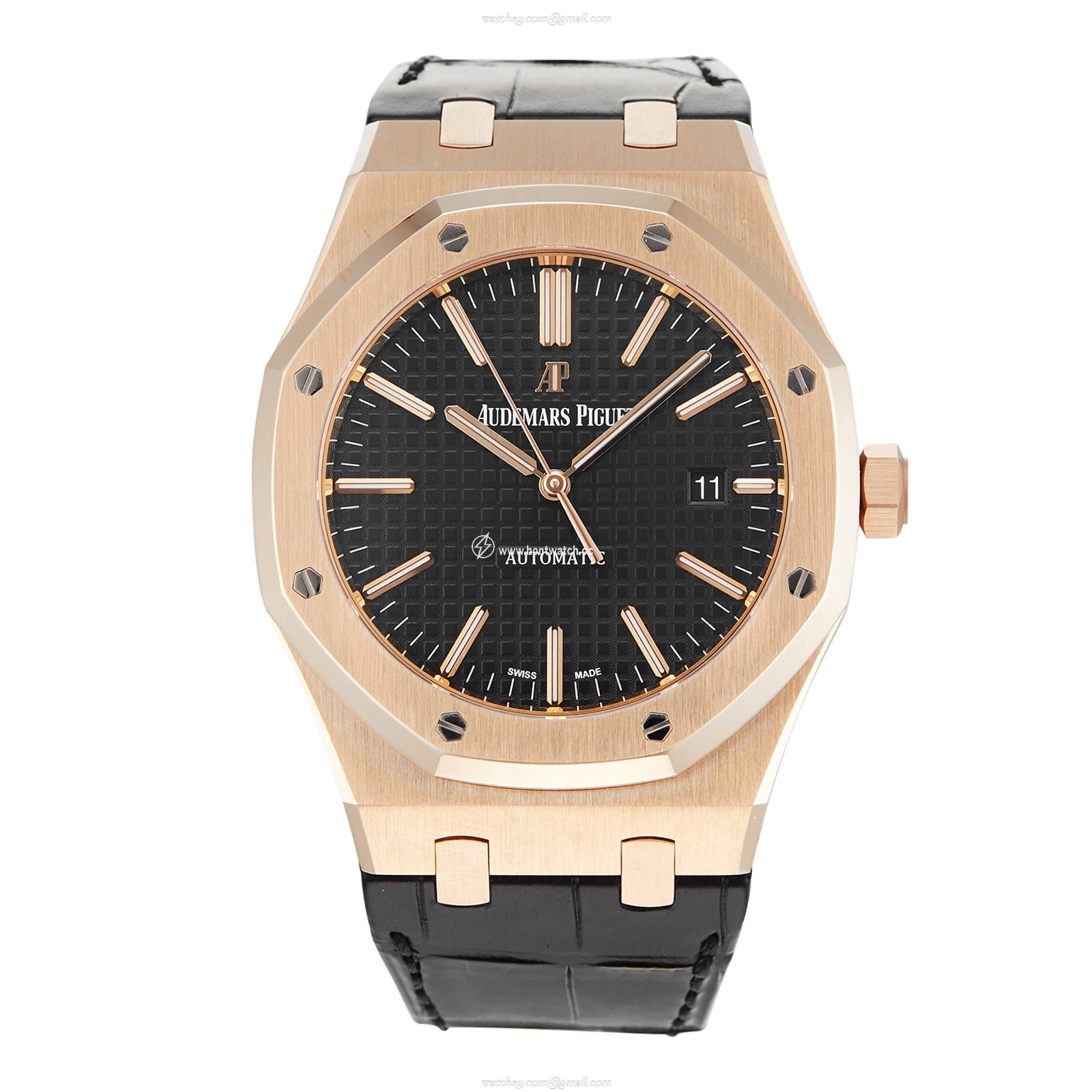Audemars Piguet Royal Oak 41mm Rose Gold Automatic Watch - Black Dial