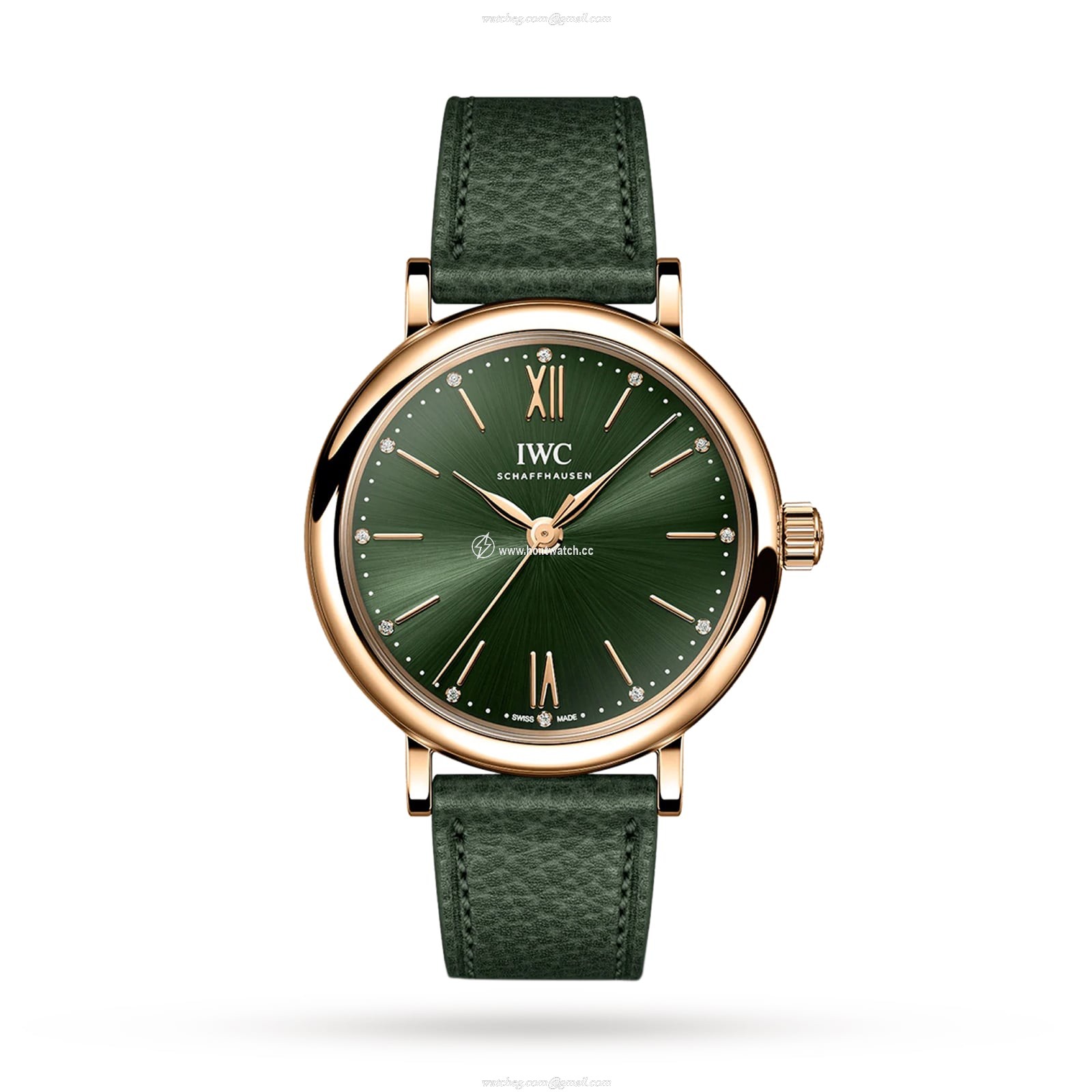 IWC Portofino IW357415 - 34mm Rose Gold Automatic Green Dial Watch