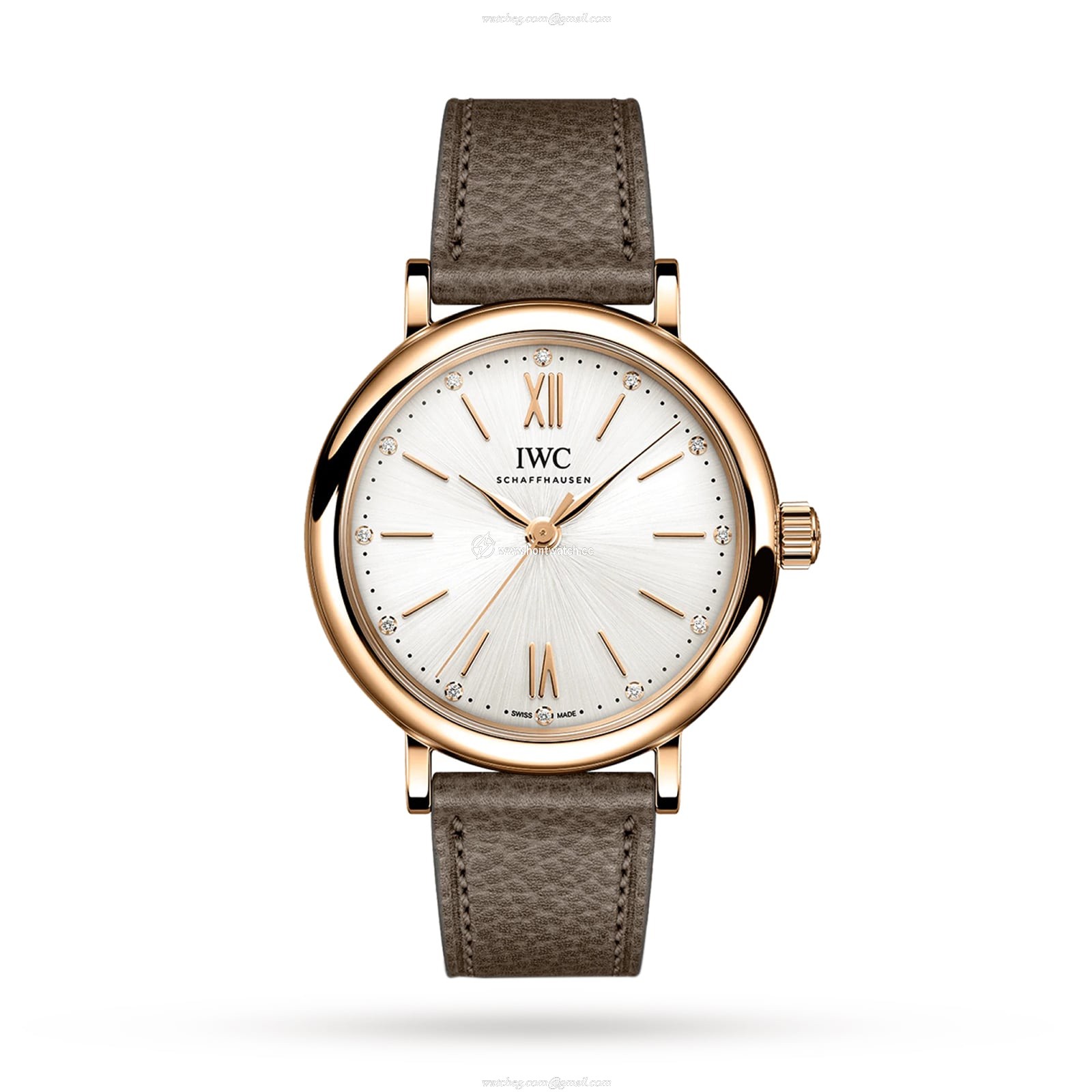 IWC Portofino IW357414 | 34mm Rose Gold Automatic | Silver Dial & Diamonds