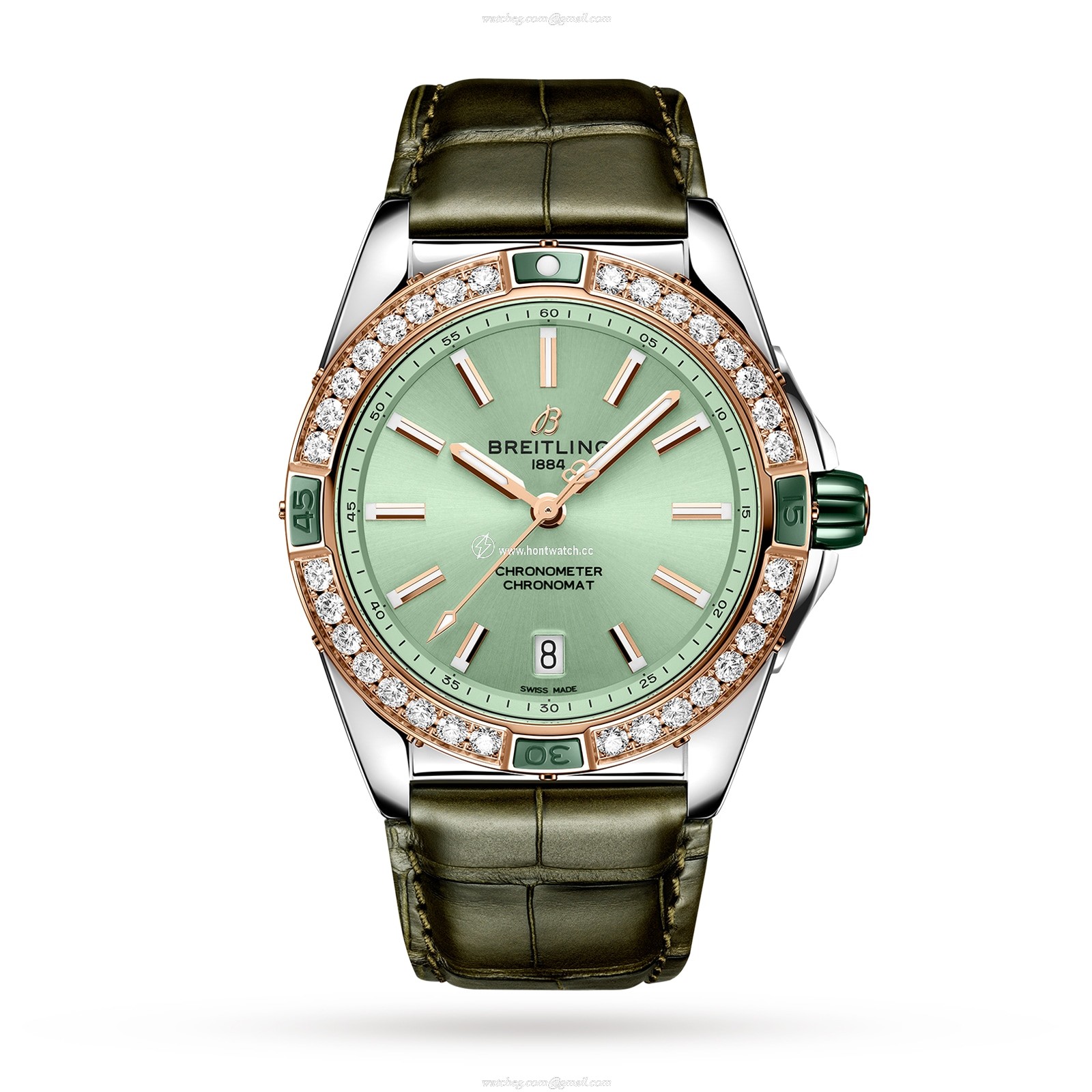 Breitling Chronomat 38mm Automatic Green Dial - Stainless Steel & Rose Gold