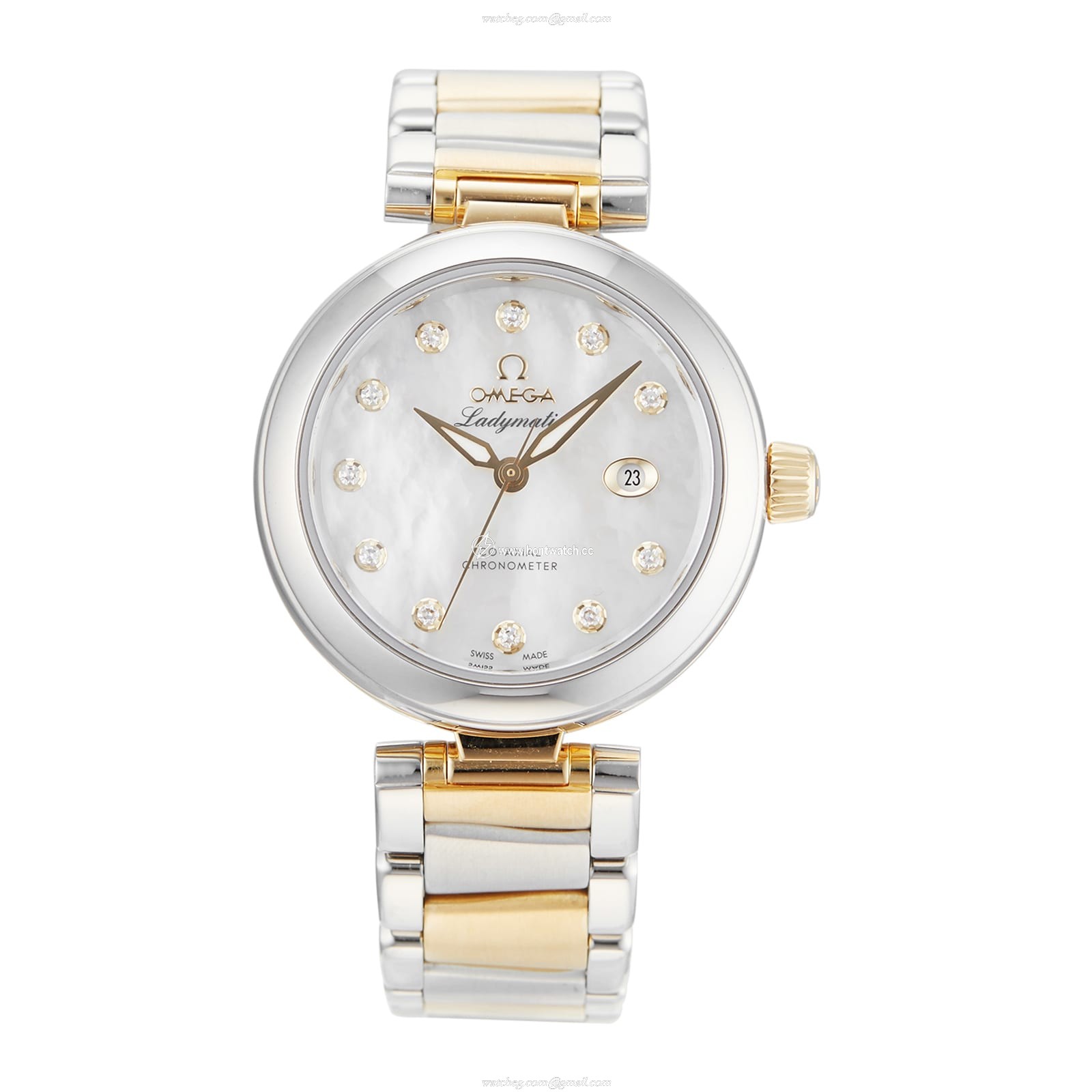 Omega De Ville Automatic Ladies Watch - 34mm Stainless Steel & Gold - Mother of Pearl Dial