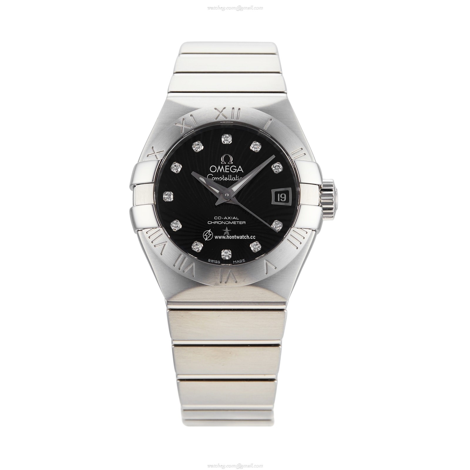 Omega Constellation Automatic Ladies Watch - 27mm Stainless Steel Black Dial