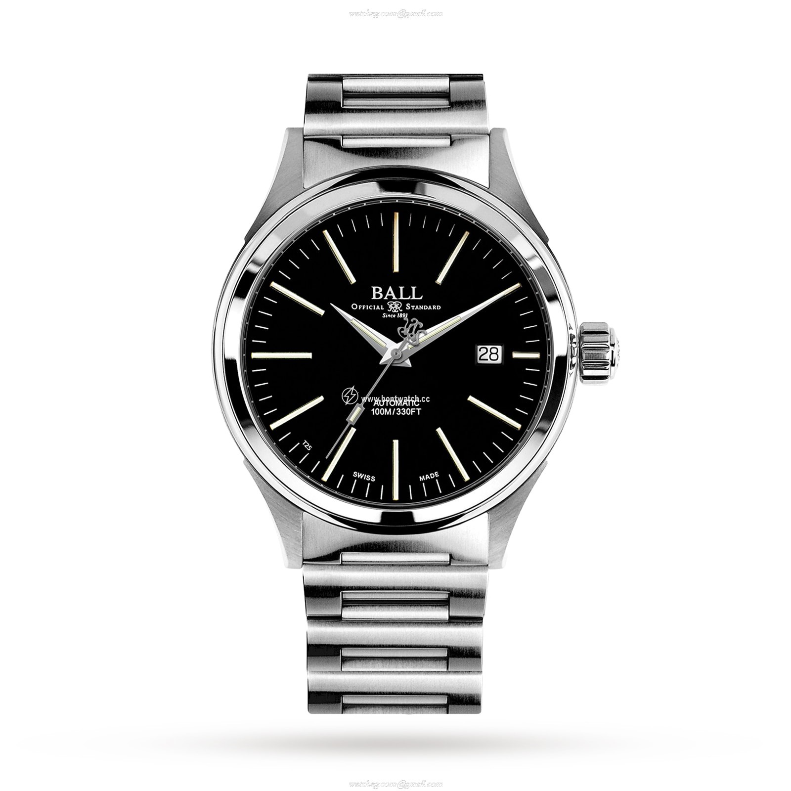 BALL Fireman Automatic Watch - 40mm Stainless Steel - Black Dial