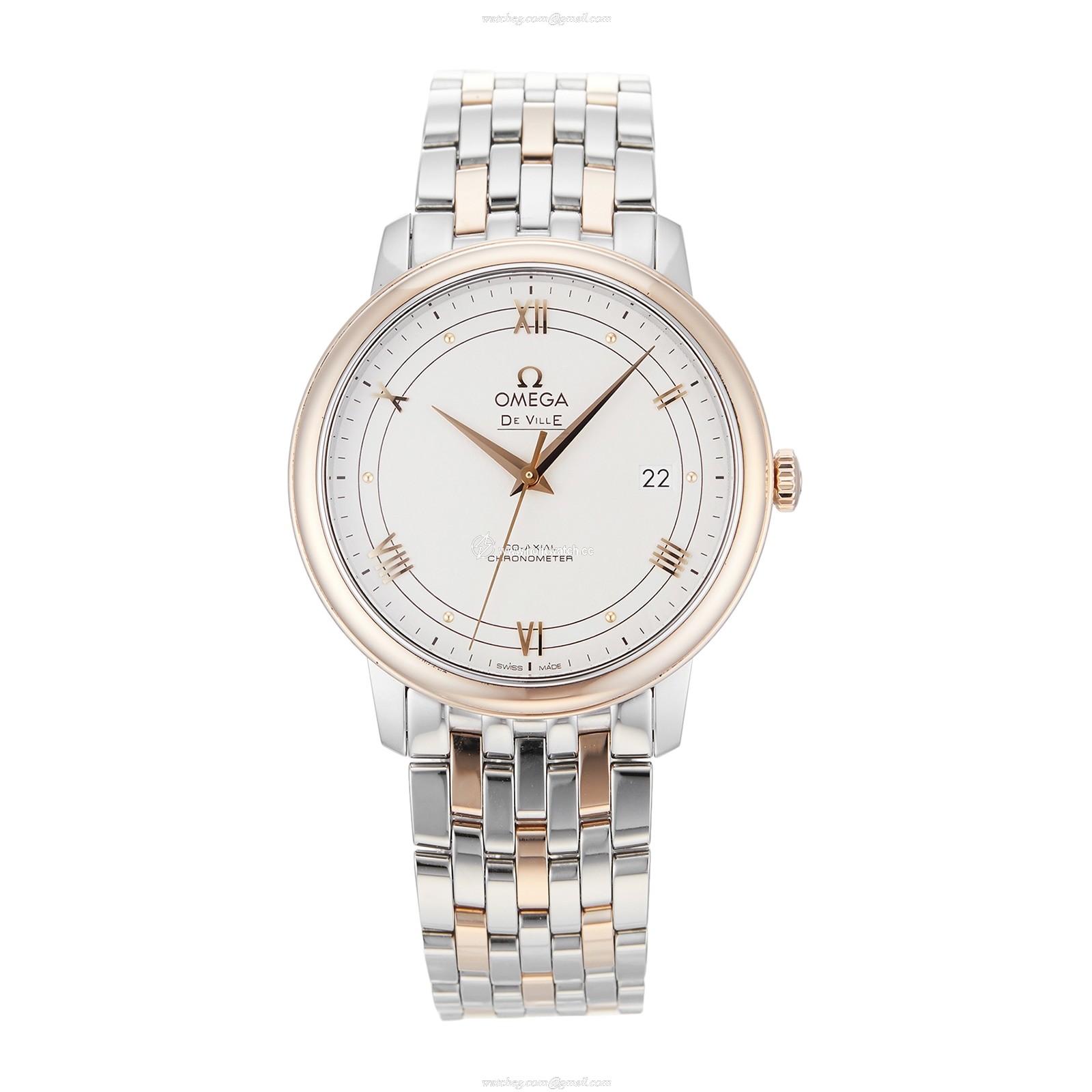 Omega De Ville Automatic Watch | 40mm Stainless Steel & Rose Gold | Silver Dial